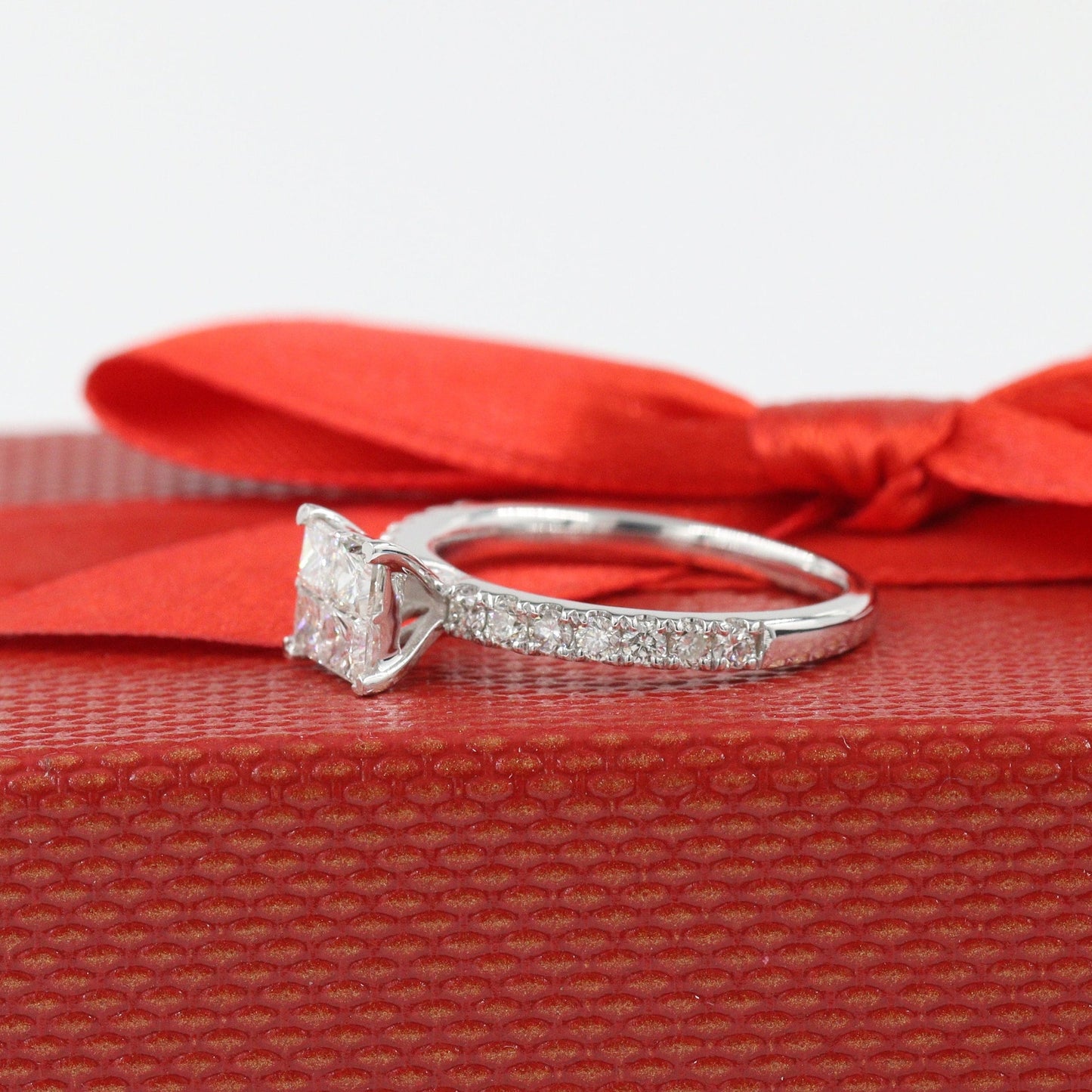 1ct Princess Cut Natural Diamond Engagement Ring: 14K Gold Anniversary Ring
