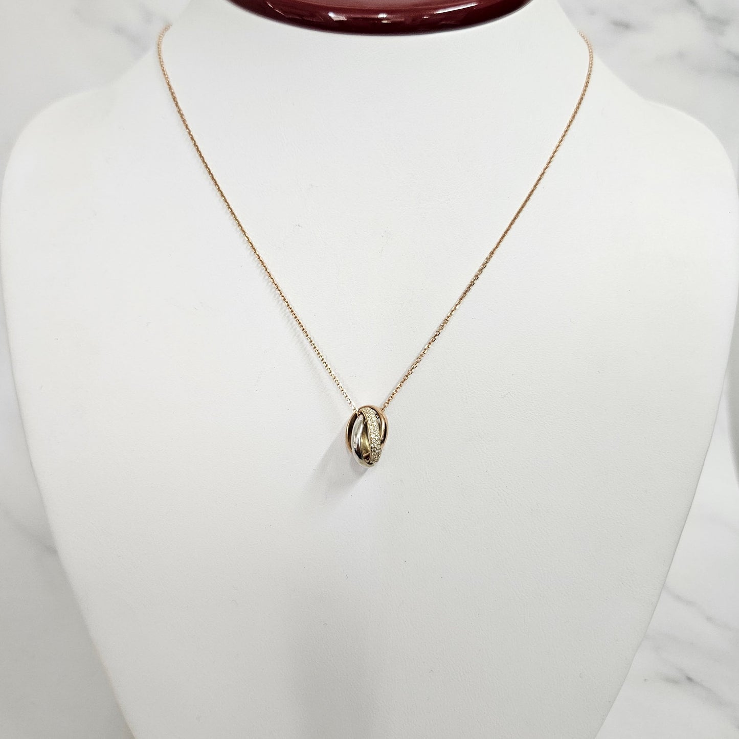 14K Gold Trinity Diamond Necklace: Handmade Circle Pendant