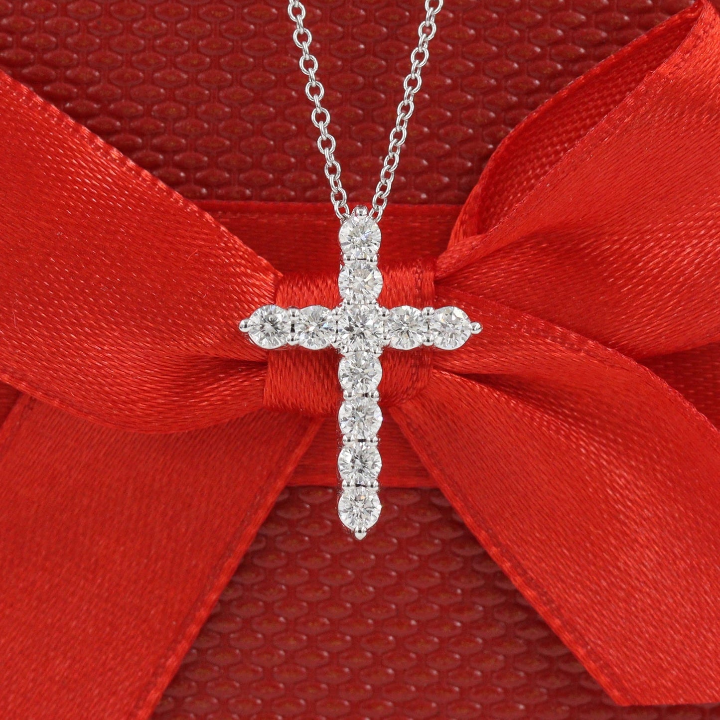 0.5ct Round Natural Diamond Cross Necklace: Platinum,14K,18K Gold Diamond Cross Pendant - Anniversary Gift