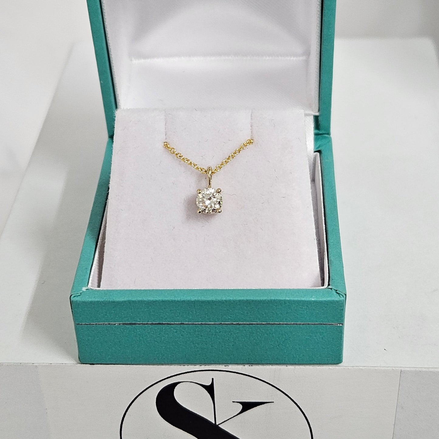 Handmade 14K Gold .30ct Diamond Solitaire Pendant Necklace