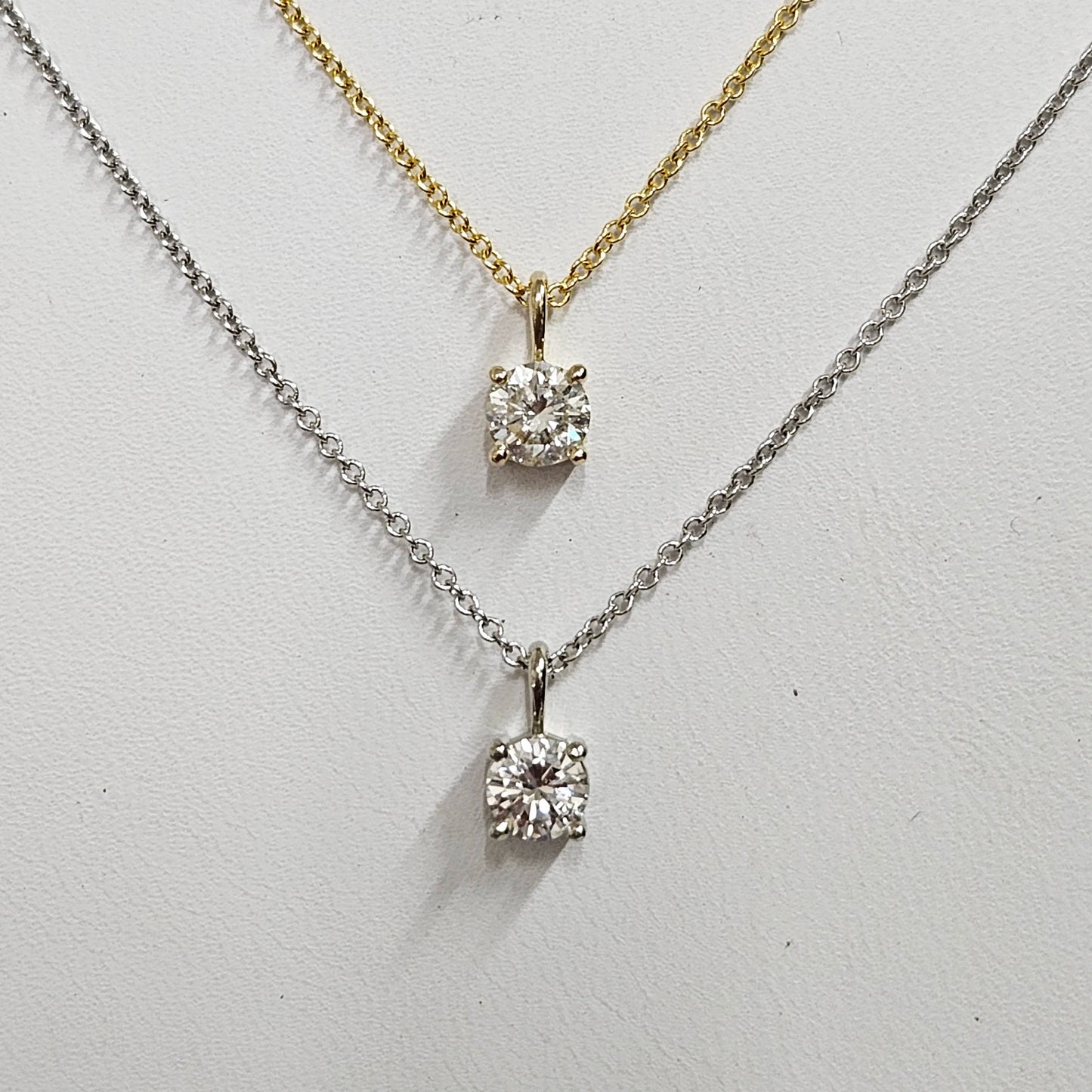 Handmade 14K Gold .30ct Diamond Solitaire Pendant Necklace