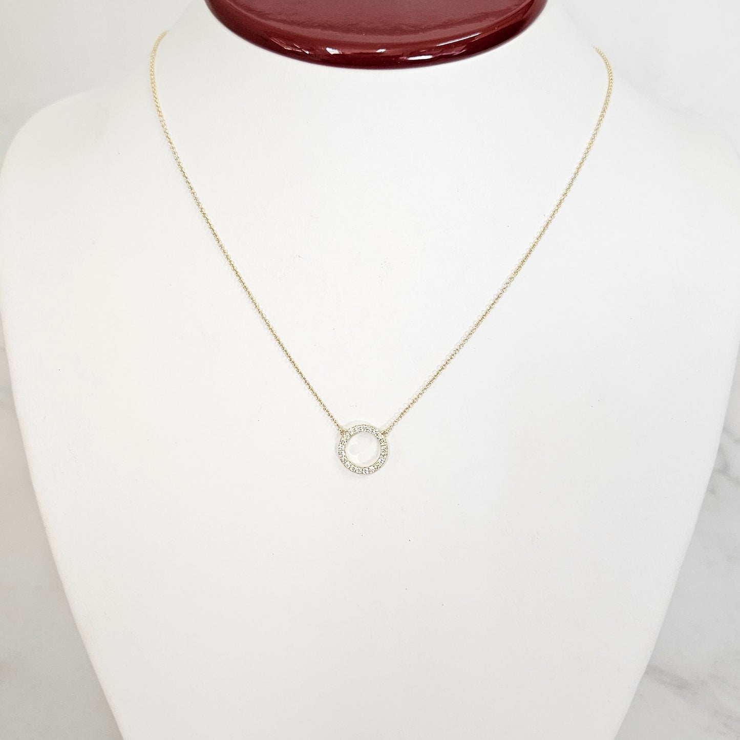 11mm Open Circle Natural Diamond Necklace/14k Gold Diamond Necklace/Simple Dainty Diamond Necklace/Anniversary Gift
