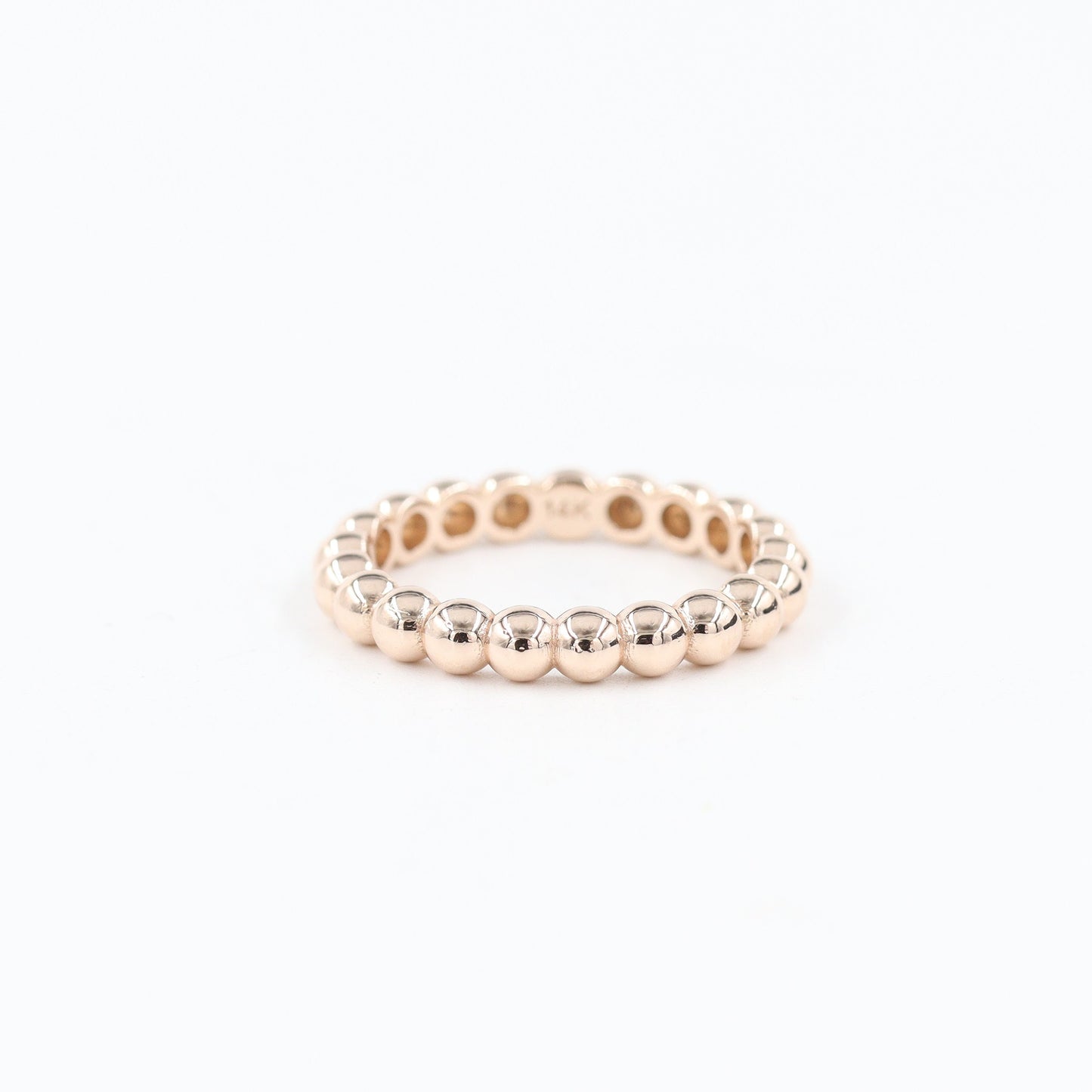 14K Gold 3.2mm Bead Ring: Handmade Stacking Perfect Matching Band for Engagement Band - Anniversary Gift