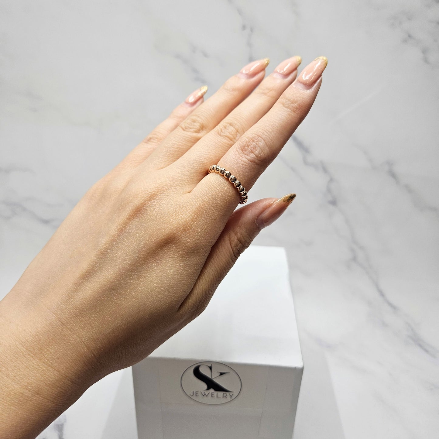 14K Gold 3.2mm Bead Ring: Handmade Stacking Perfect Matching Band for Engagement Band - Anniversary Gift