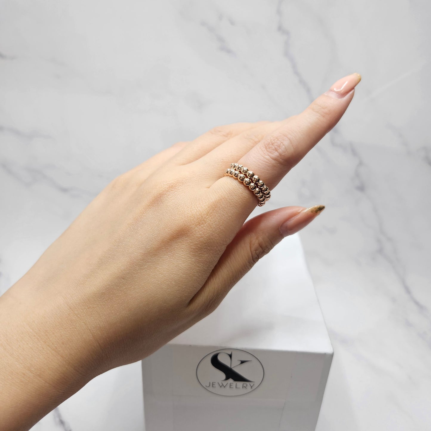 14K Gold 3.2mm Bead Ring: Handmade Stacking Perfect Matching Band for Engagement Band - Anniversary Gift