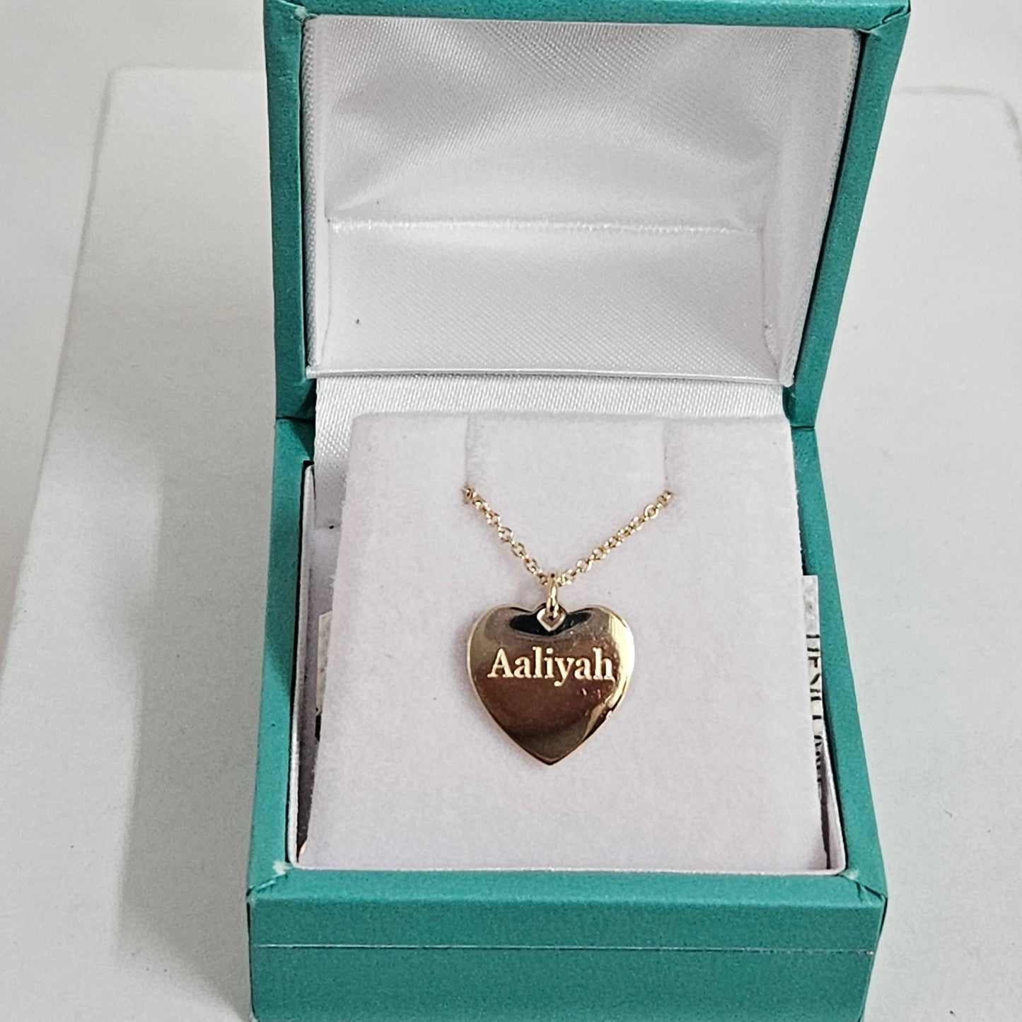 14K Gold Heart Pendant Necklace: Engravable Solid Gold Charm