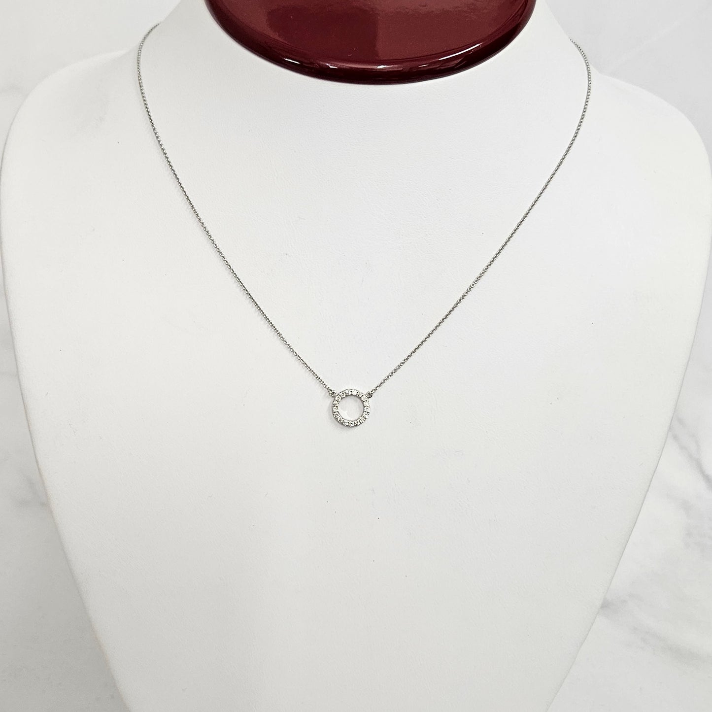 9.2mm Open Circle Natural Diamond Necklace/14k Gold Diamond Necklace/Simple Dainty Diamond Necklace/Anniversary Gift