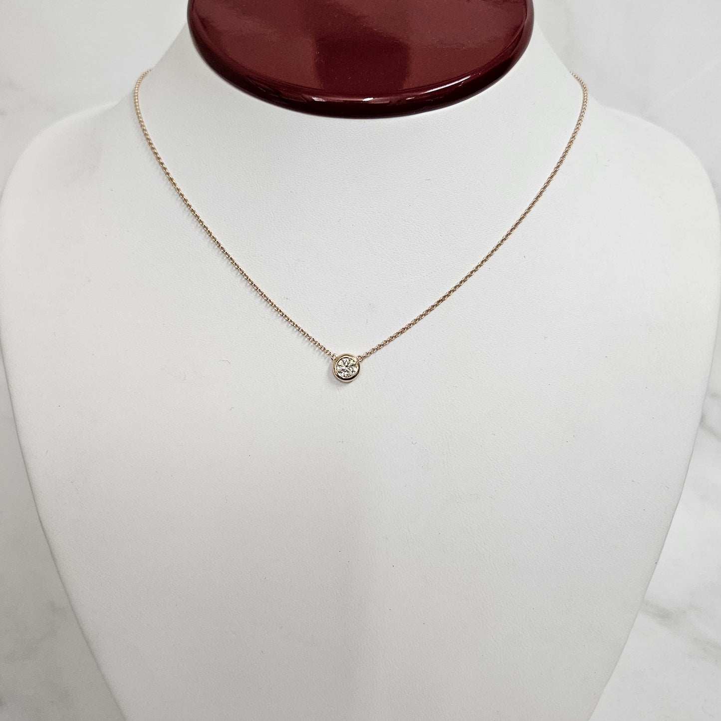 14K Gold Natural Diamond Solitaire Necklace - (0.1-0.3ct)Diamond Solitaire Pendant - Anniversary gift