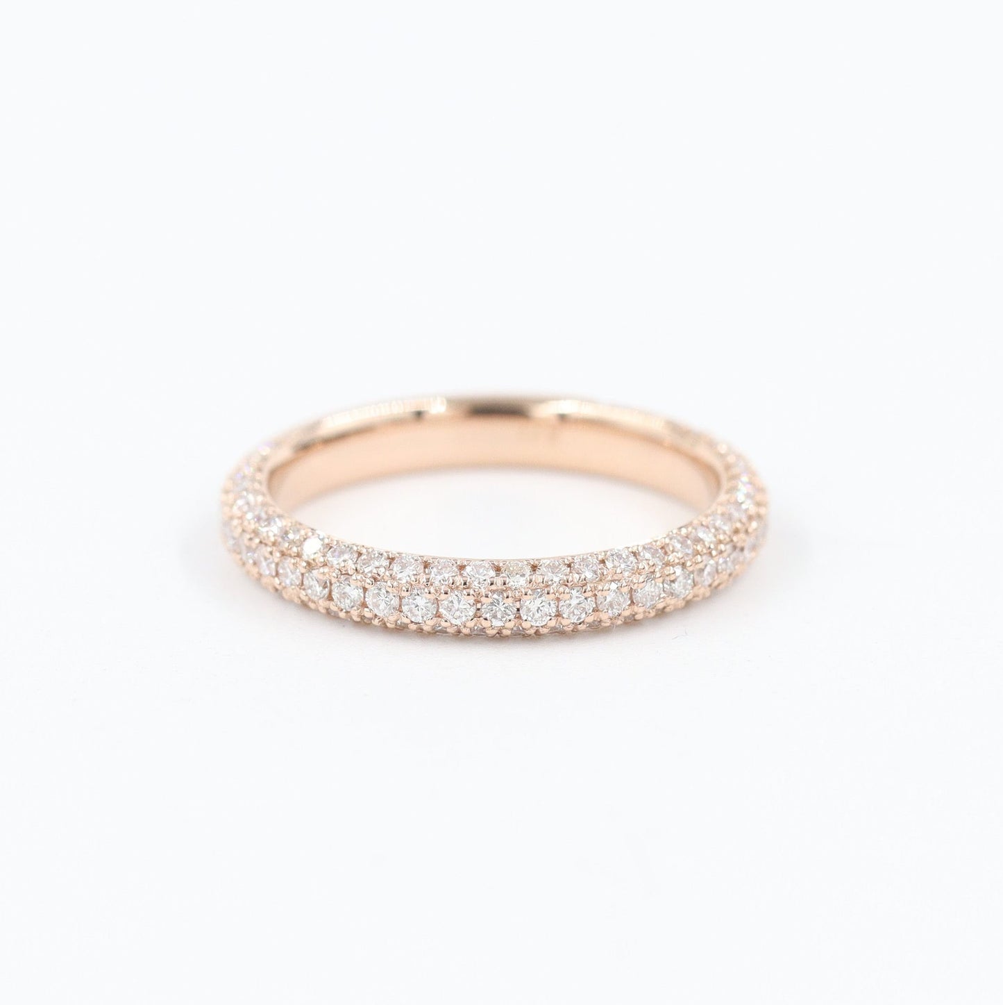 14K Gold 3 Row Natural Diamond 3.0mm Wedding Band: Full Eternity Diamond Anniversary Ring
