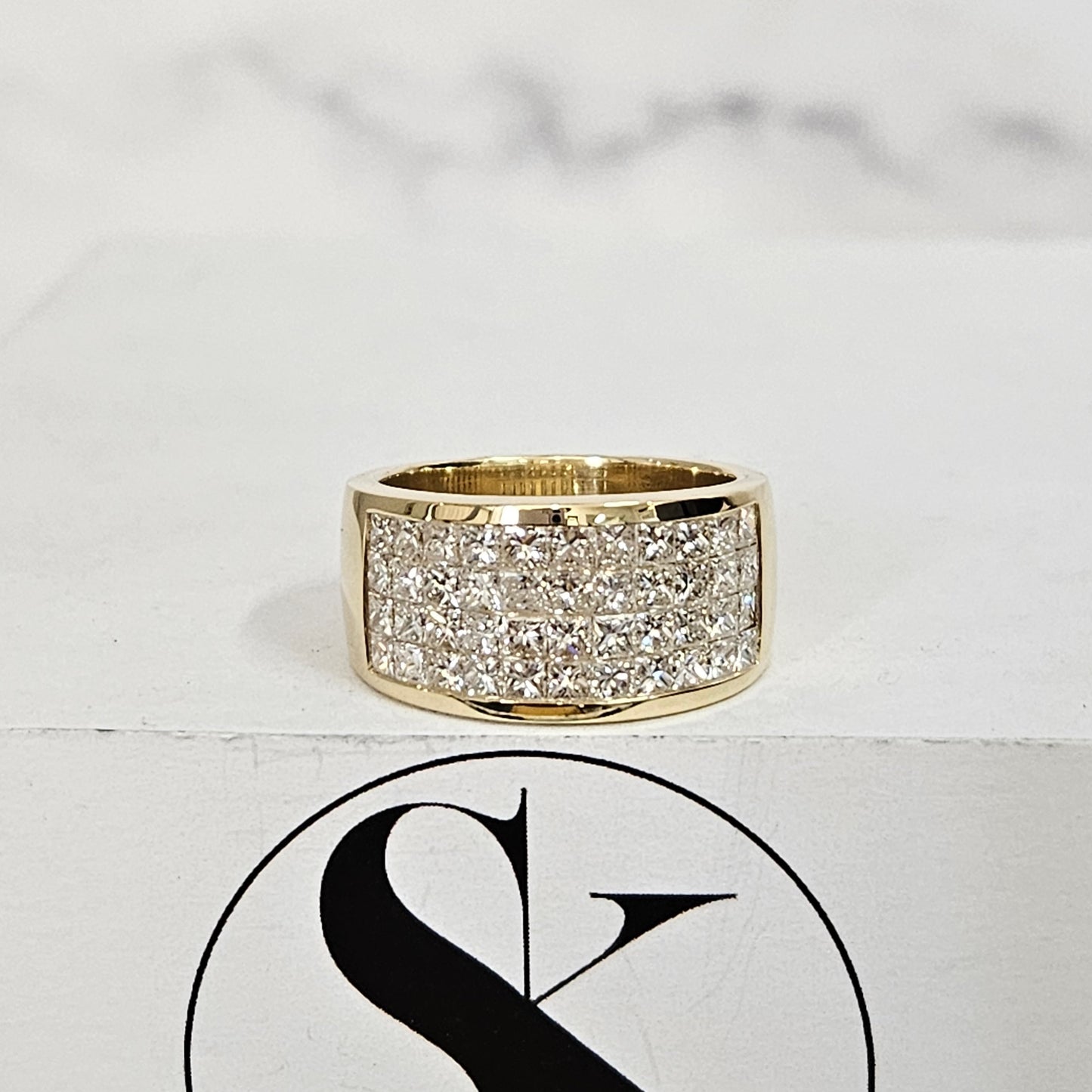 3ct Princess Cut Natural Diamond Invisible Set Ring: Platinum, 14k, 18k Gold Half Eternity Band- Anniversary Gift