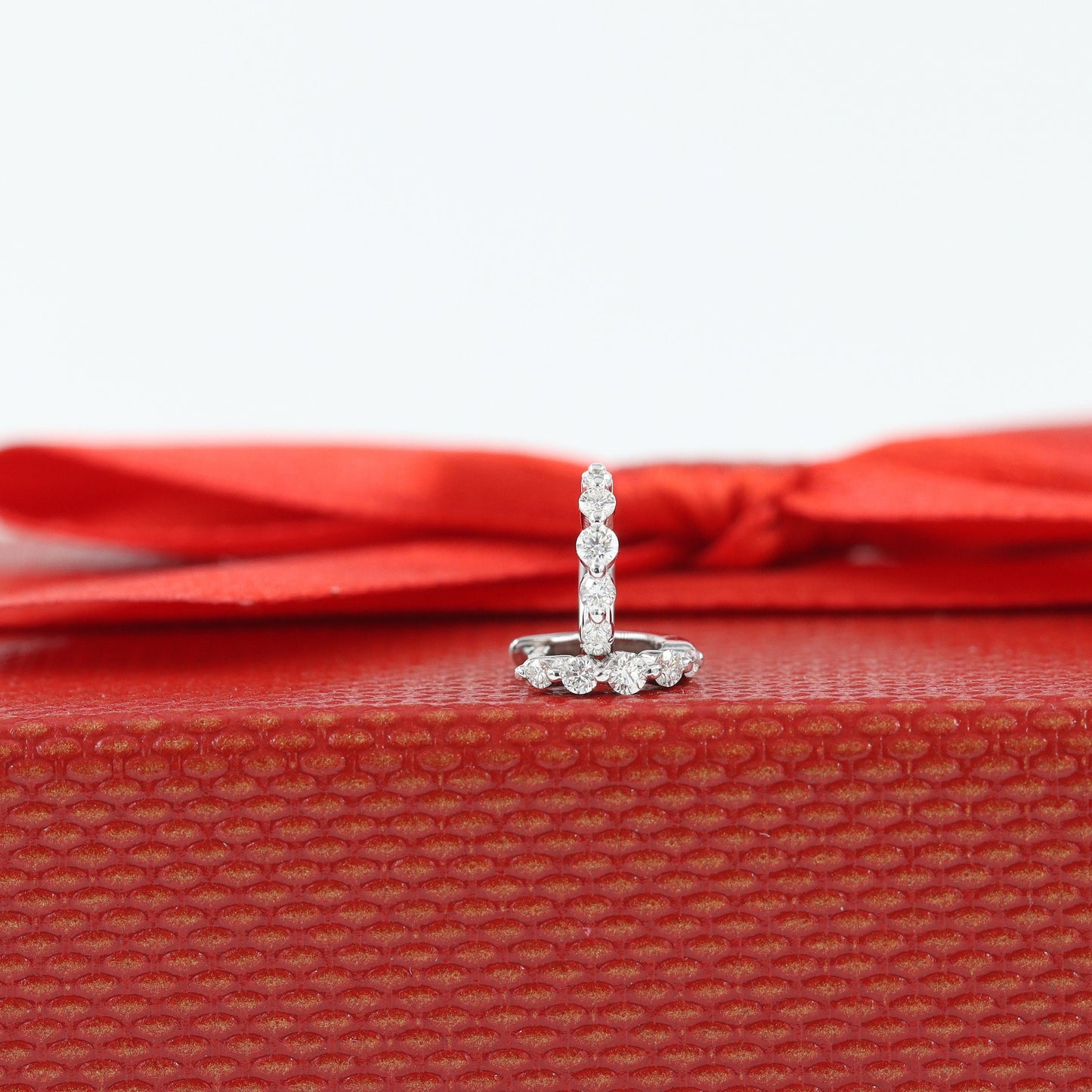 14K Gold Natural Diamond small Hoop Earring: Single Prong Cartilage Earring
