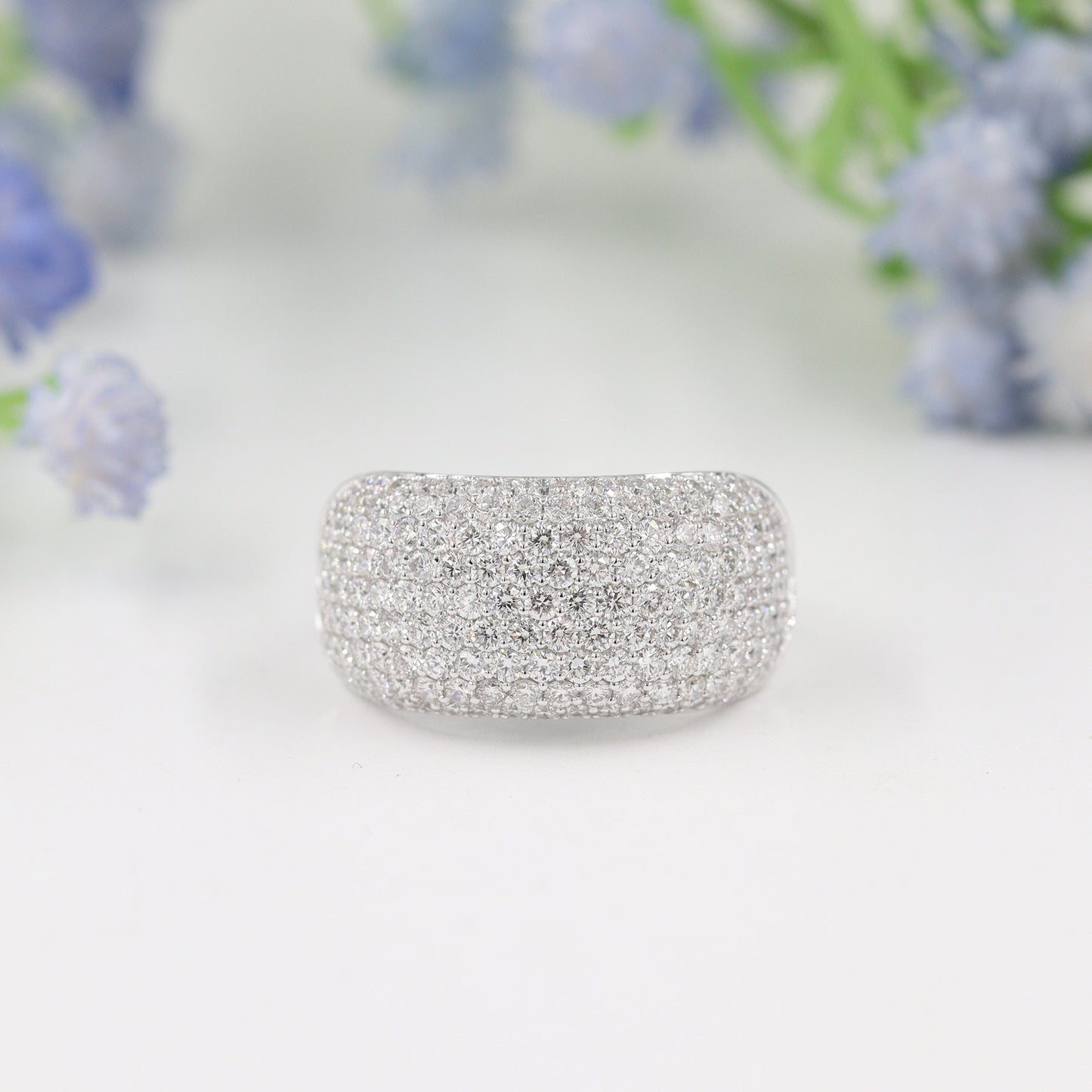 Round Diamond Wide Dome Ring: 14K Gold Total 2.5ct Diamond Ring- Anniversary gift