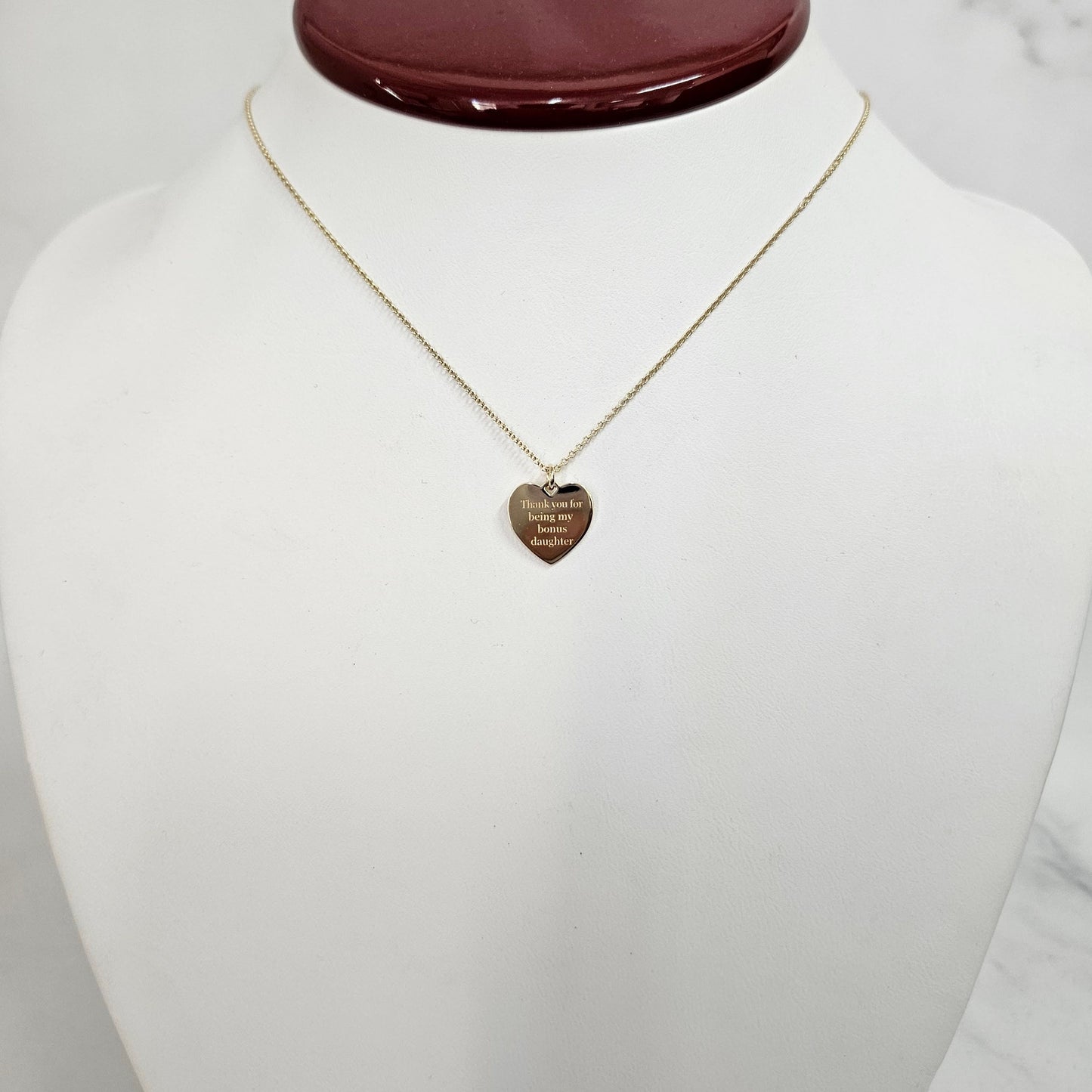 14K Gold Heart Pendant Necklace: Engravable Solid Gold Charm