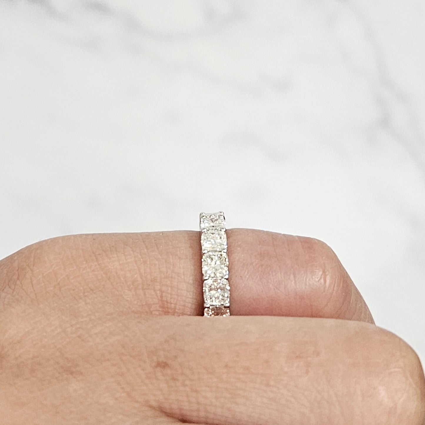 Cushion Cut Natural Diamond Eternity Band: 14K Gold Anniversary Ring