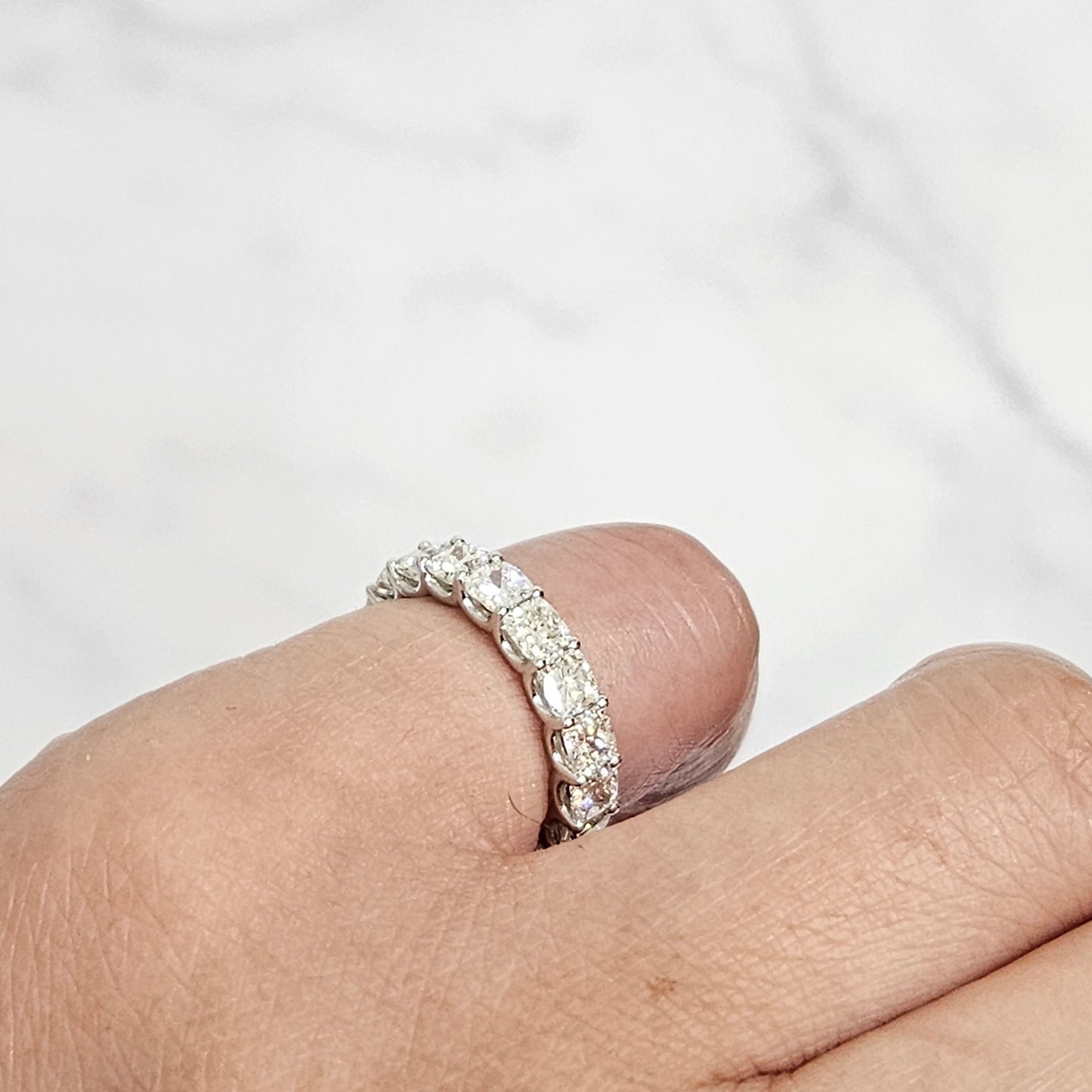 Cushion Cut Natural Diamond Eternity Band: 14K Gold Anniversary Ring