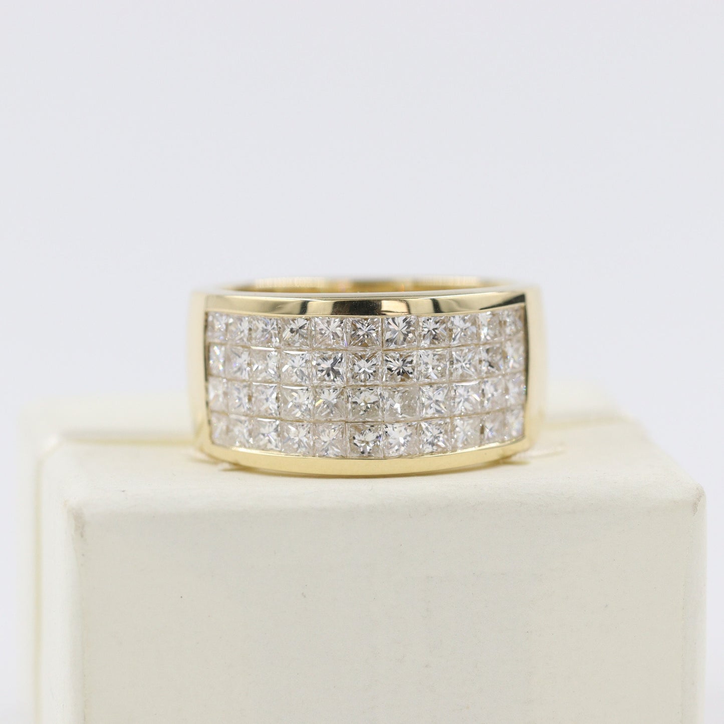 3ct Princess Cut Natural Diamond Invisible Set Ring: Platinum, 14k, 18k Gold Half Eternity Band- Anniversary Gift