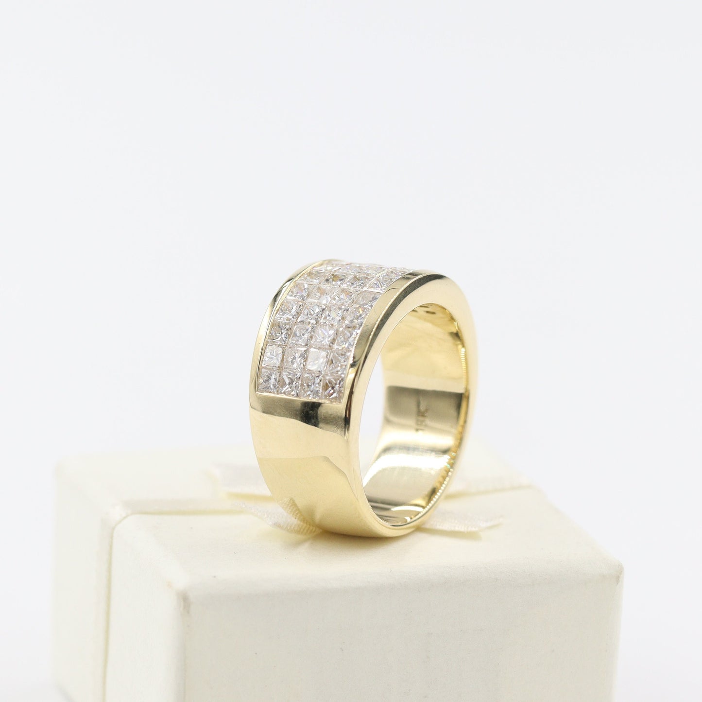 3ct Princess Cut Natural Diamond Invisible Set Ring: Platinum, 14k, 18k Gold Half Eternity Band- Anniversary Gift