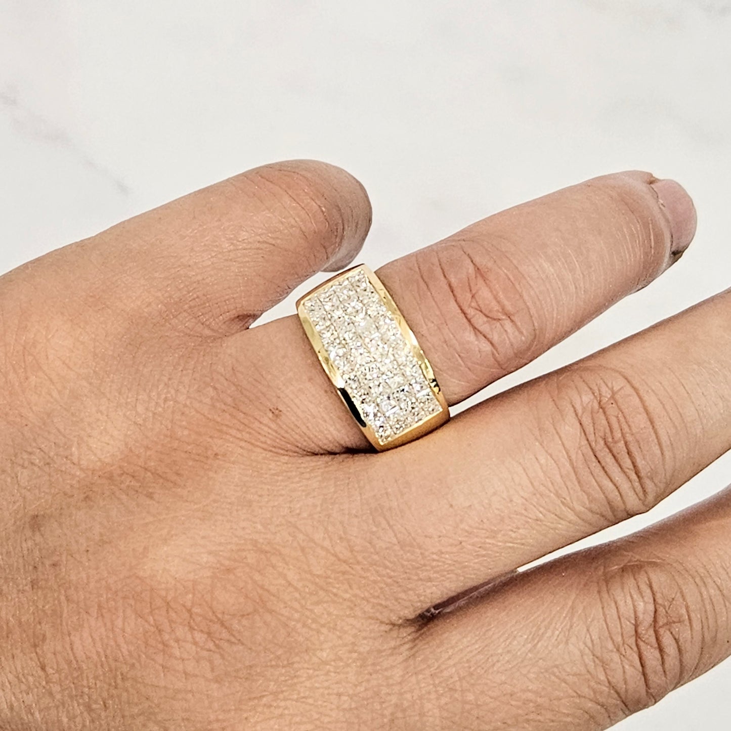 3ct Princess Cut Natural Diamond Invisible Set Ring: Platinum, 14k, 18k Gold Half Eternity Band- Anniversary Gift