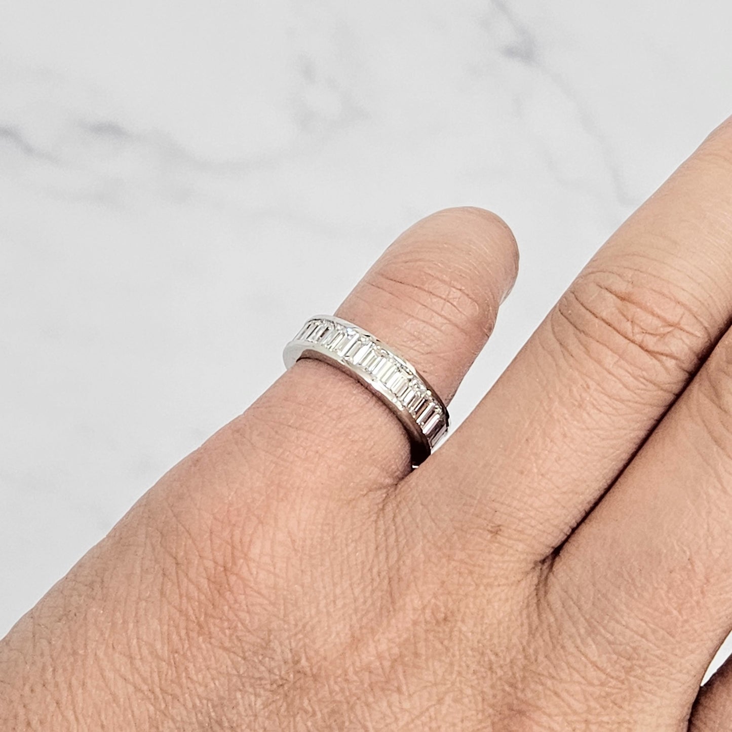 Baguette Natural Diamond Eternity Band: 4.1ctw Channel Set 14K Gold Wedding Ring- Anniversary Gift