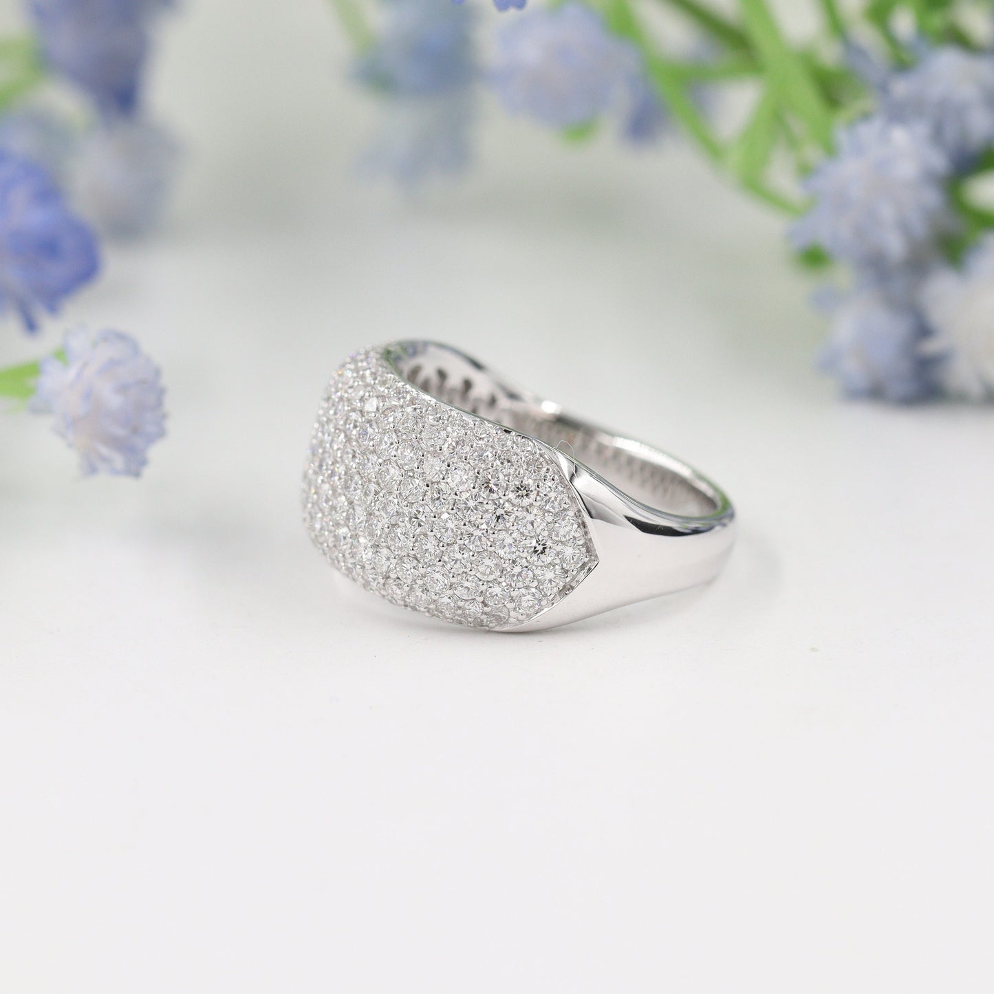 Round Diamond Wide Dome Ring: 14K Gold Total 2.5ct Diamond Ring- Anniversary gift