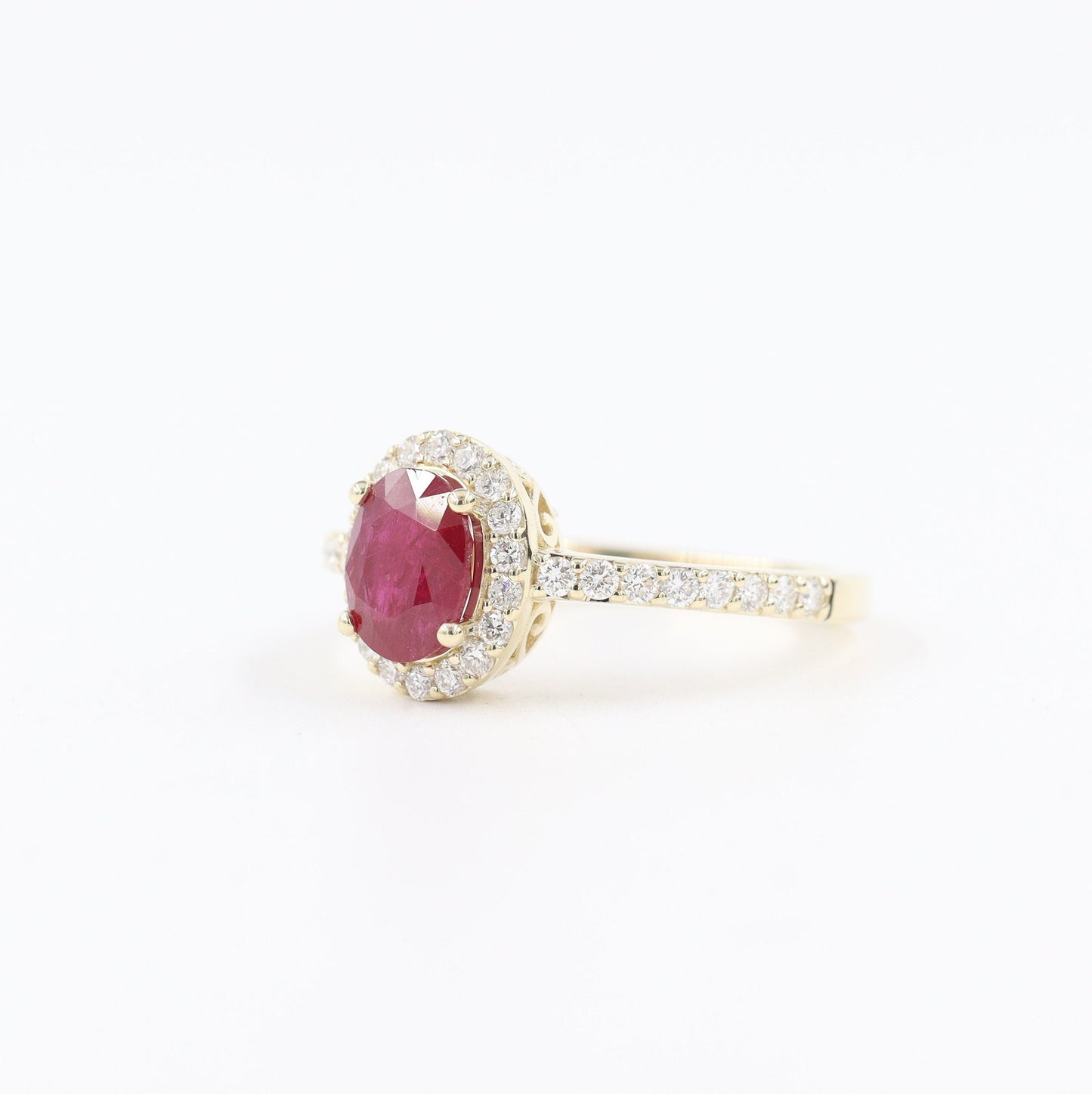 Genuine Ruby Ring/ Ruby Natural Diamond Halo Ring/ Diamond Dainty Ring/Anniversary Gift