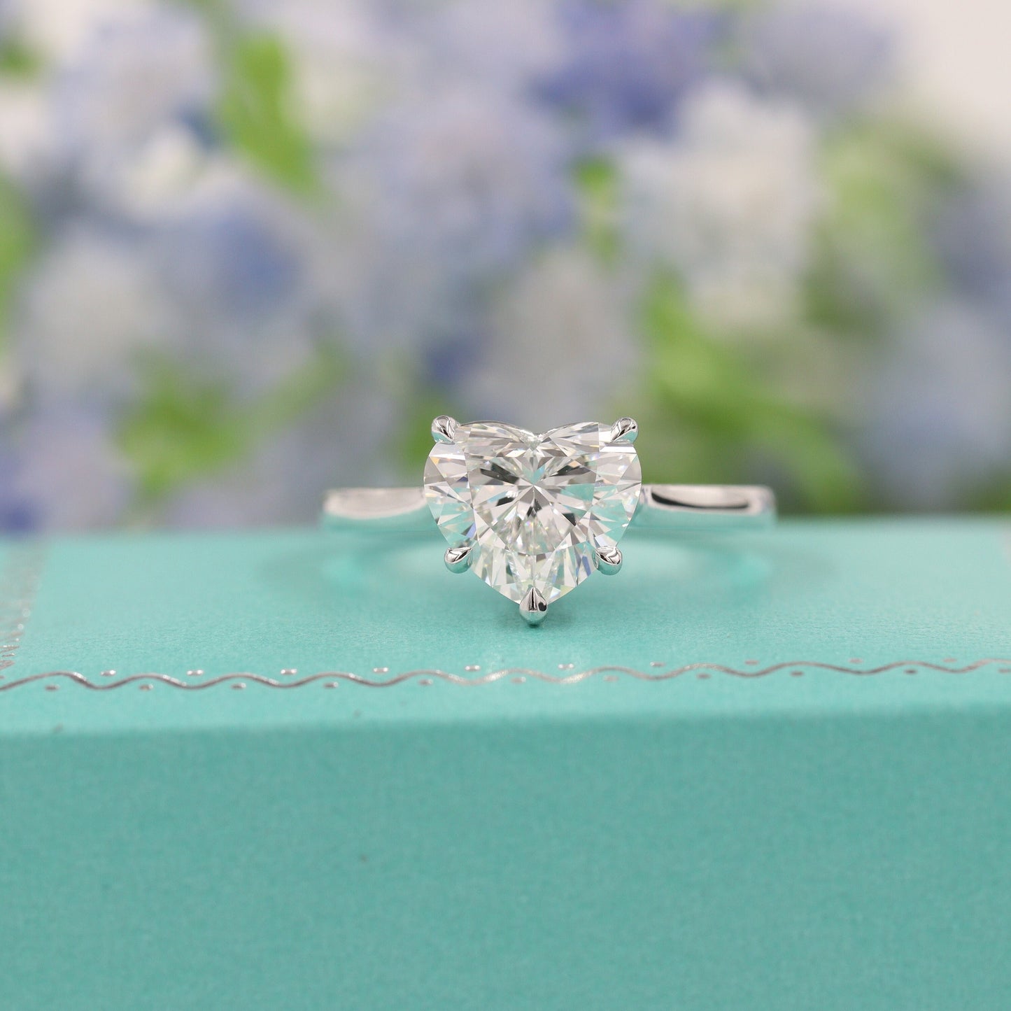 2ct Heart Diamond Solitaire Ring - Unique Diamond Engagement Ring -  Anniversary gift