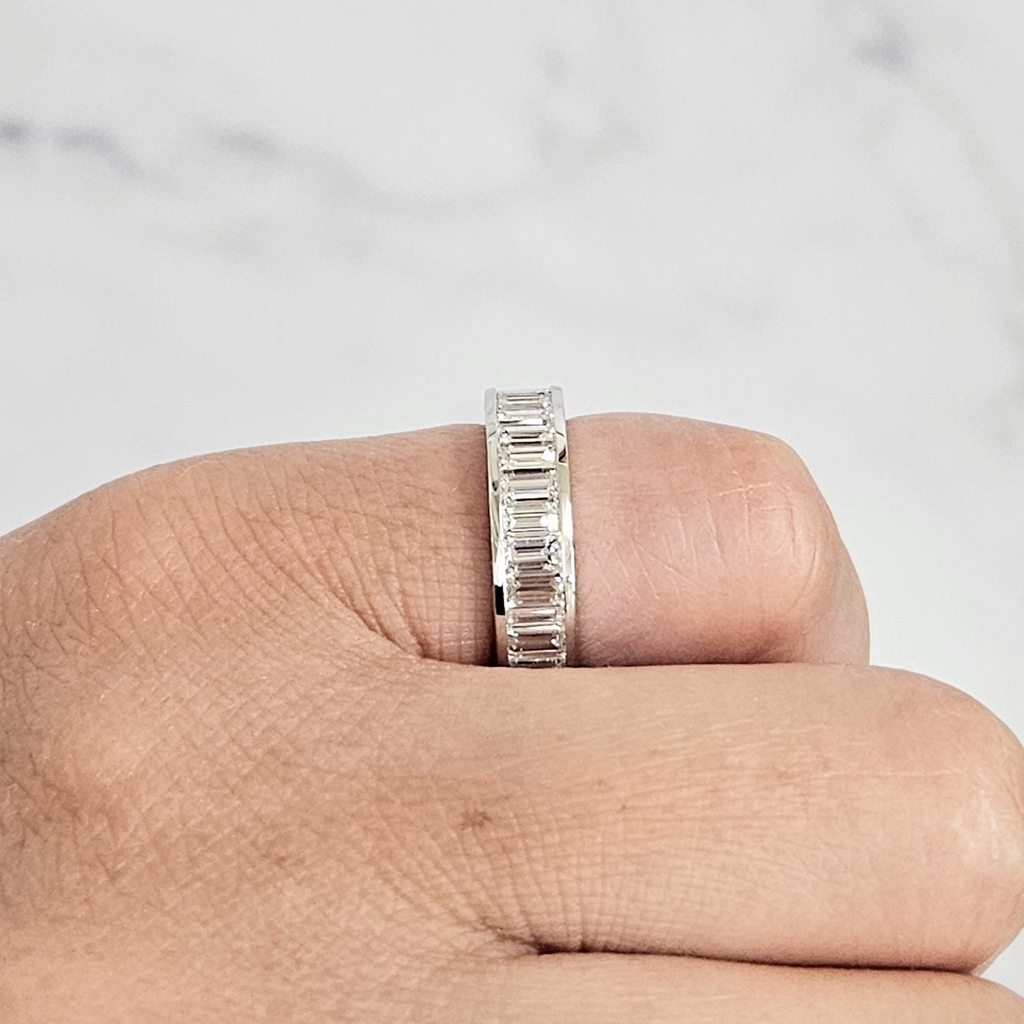 Baguette Natural Diamond Eternity Band: 4.1ctw Channel Set 14K Gold Wedding Ring- Anniversary Gift
