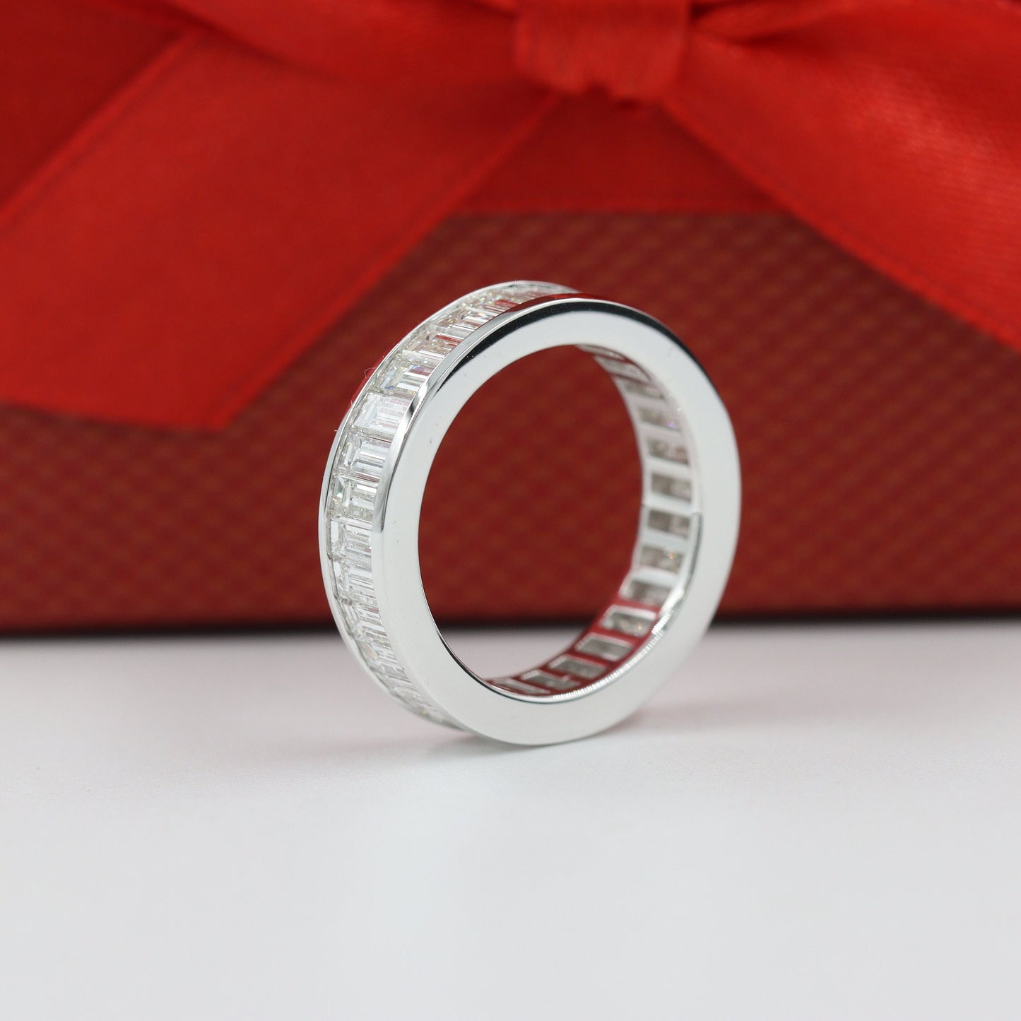 Baguette Natural Diamond Eternity Band: 4.1ctw Channel Set 14K Gold Wedding Ring- Anniversary Gift