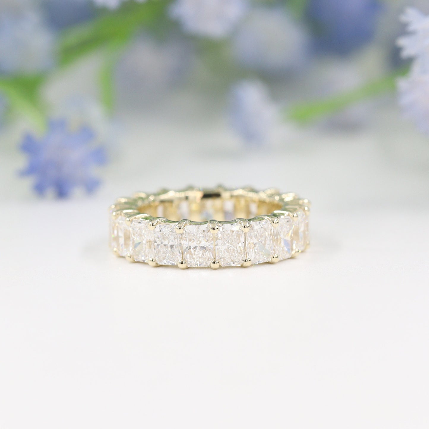 5ct Radiant Cut Diamond Eternity Band - 14K Gold Diamond Wedding Ring - Anniversary gift