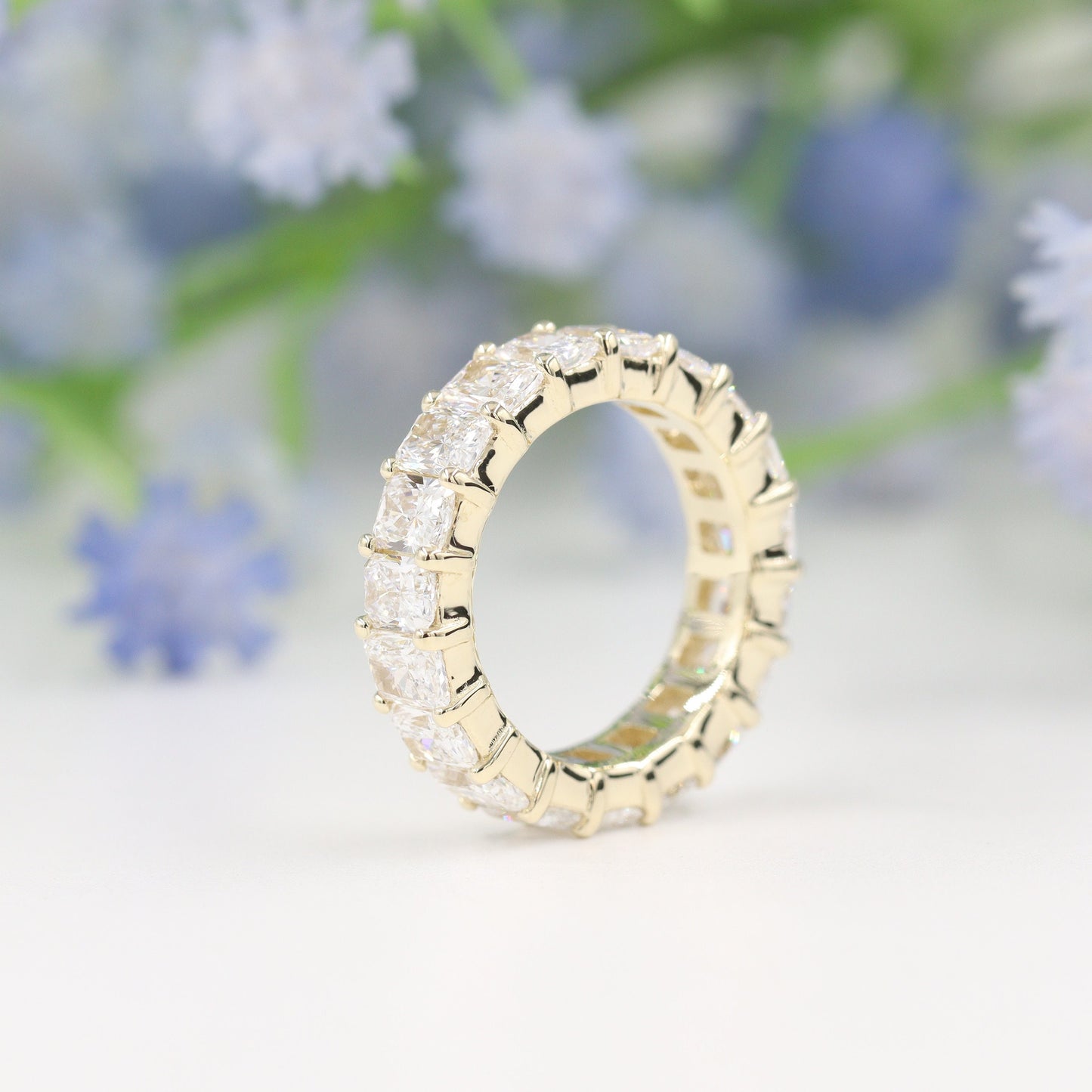 5ct Radiant Cut Diamond Eternity Band - 14K Gold Diamond Wedding Ring - Anniversary gift