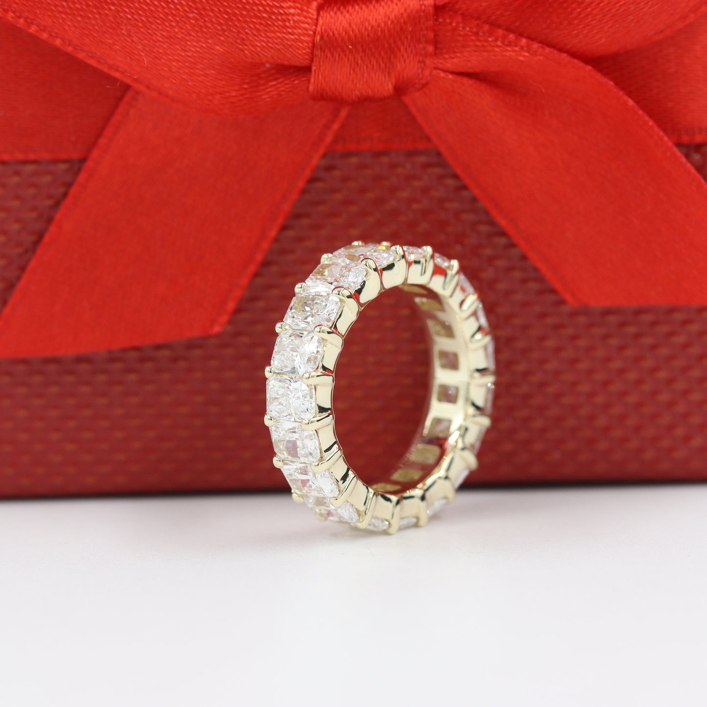 5ct Radiant Cut Diamond Eternity Band - 14K Gold Diamond Wedding Ring - Anniversary gift