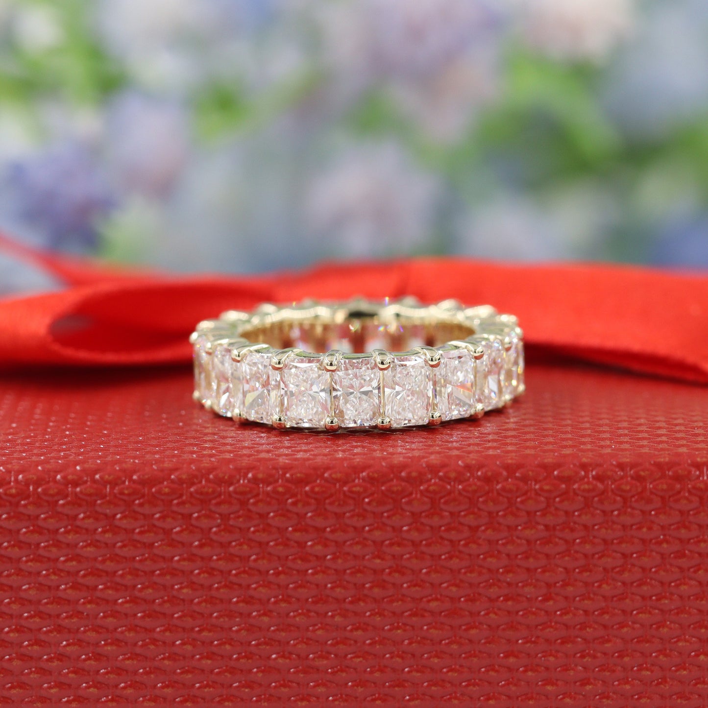 5ct Radiant Cut Diamond Eternity Band - 14K Gold Diamond Wedding Ring - Anniversary gift