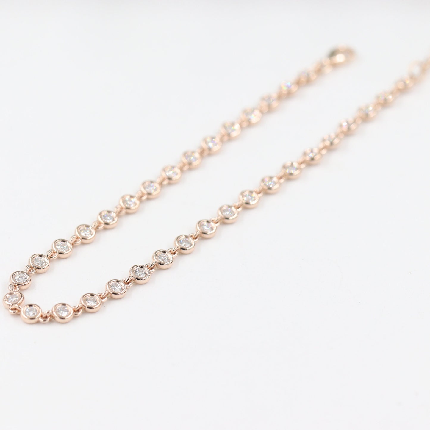 Handmade Natural Diamond Tennis Bracelet/14k Gold 4.1mm Bezel Set Diamond Tennis Bracelet/Diamond Bracelet/Anniversary Bracelet