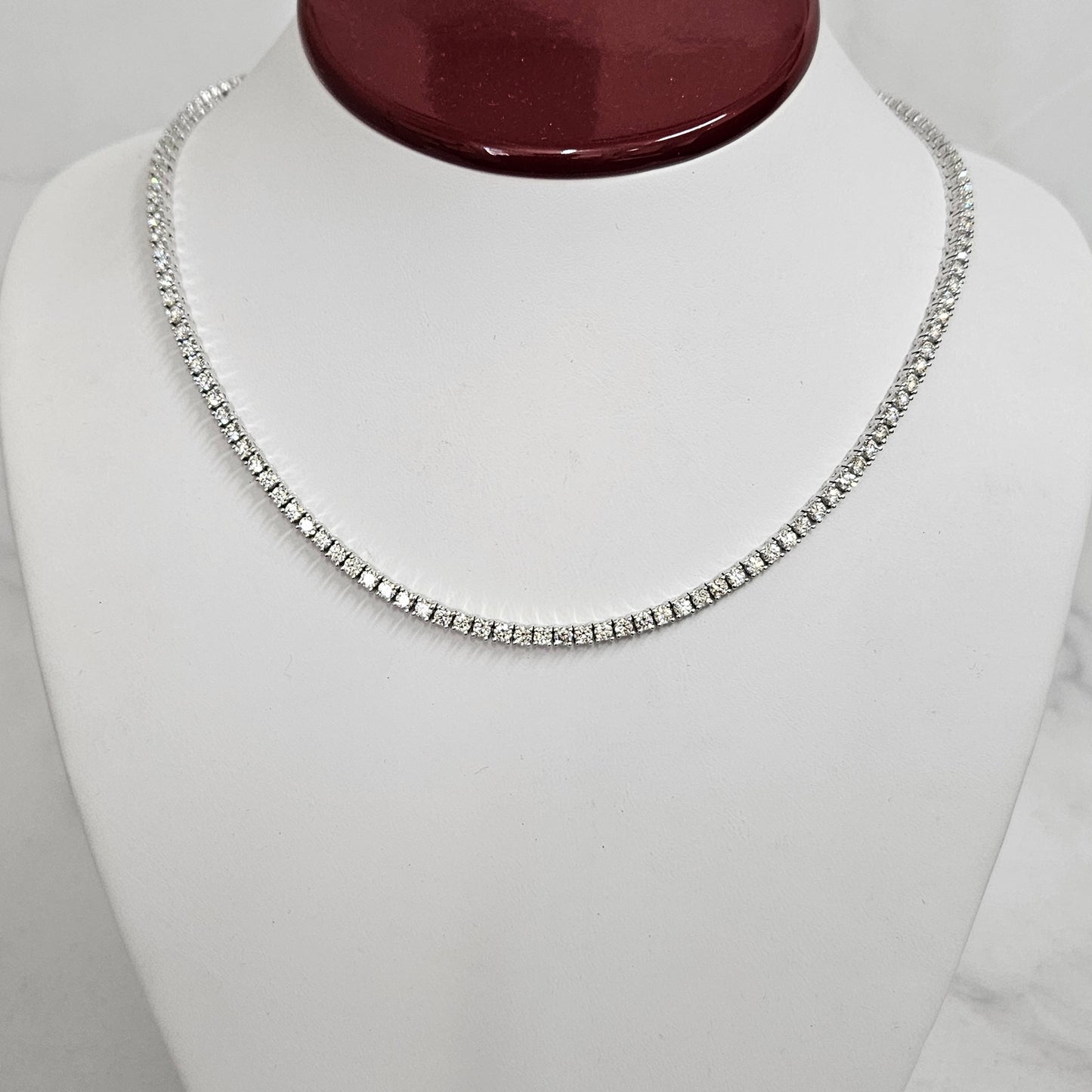 11ct Natural Diamond Tennis Necklace/Round Diamond Tennis Necklace/Diamond Engagement Necklace/Four prong Tennis Necklace/Anniversary Gift