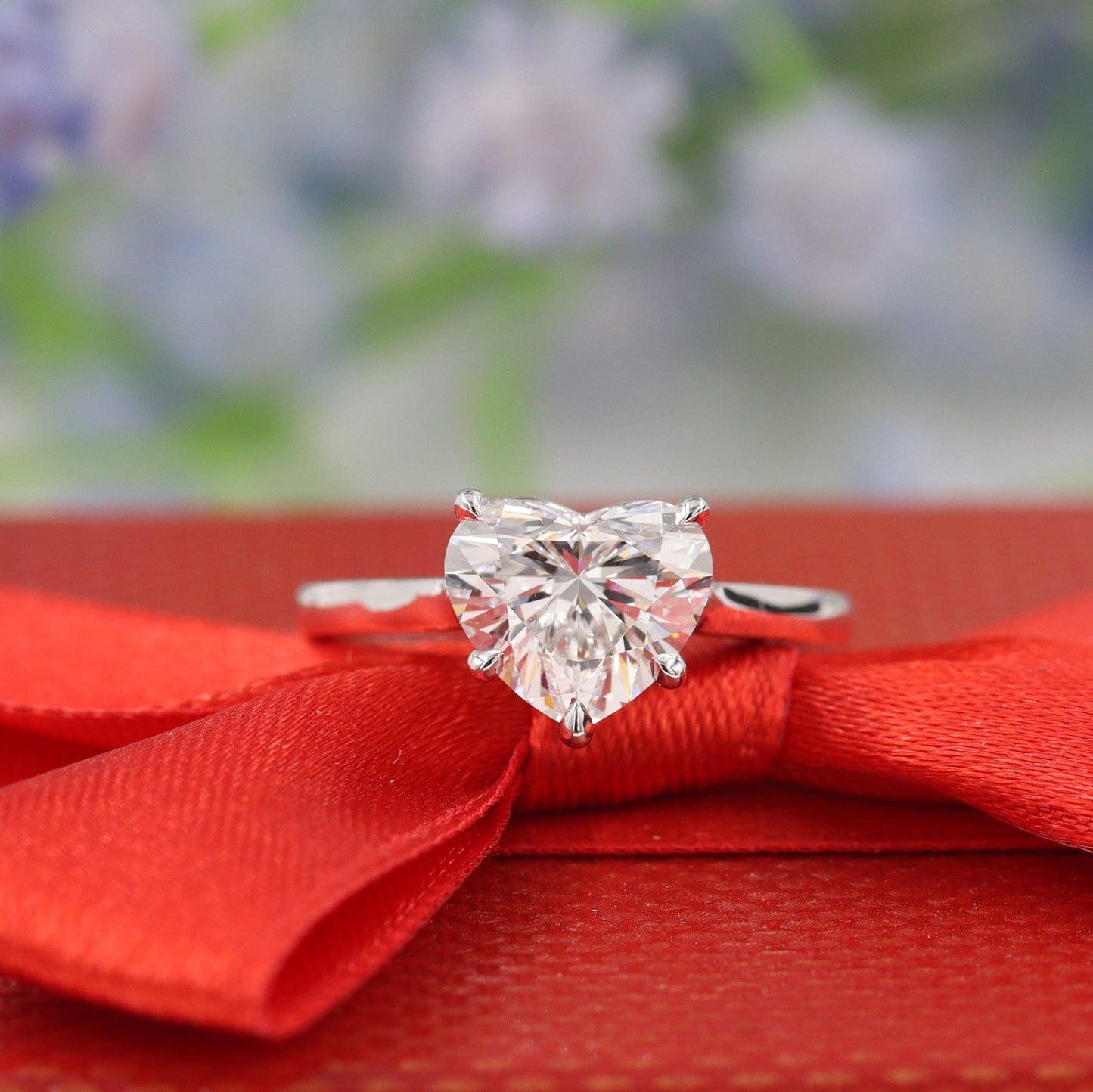 2ct Heart Diamond Solitaire Ring - Unique Diamond Engagement Ring -  Anniversary gift