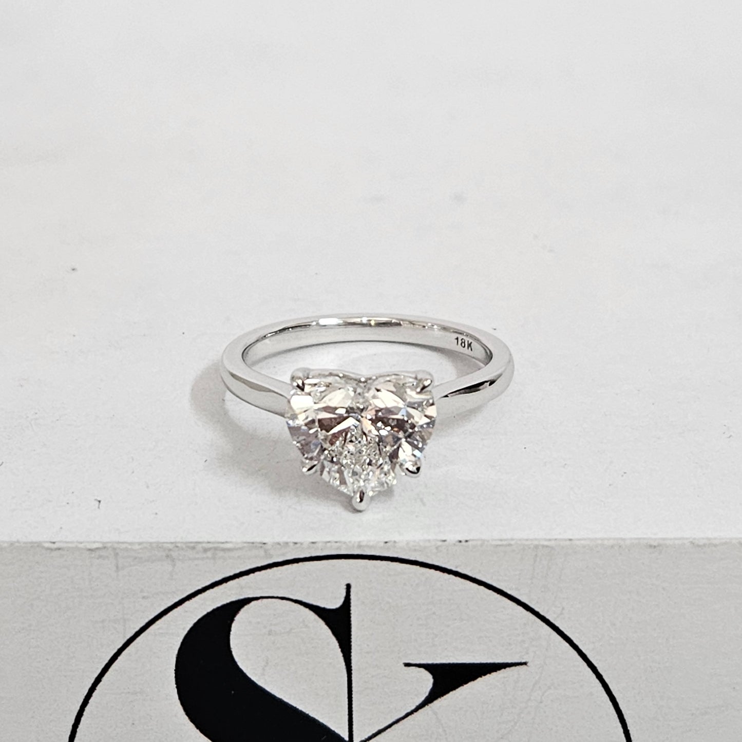 2ct Heart Diamond Solitaire Ring - Unique Diamond Engagement Ring -  Anniversary gift