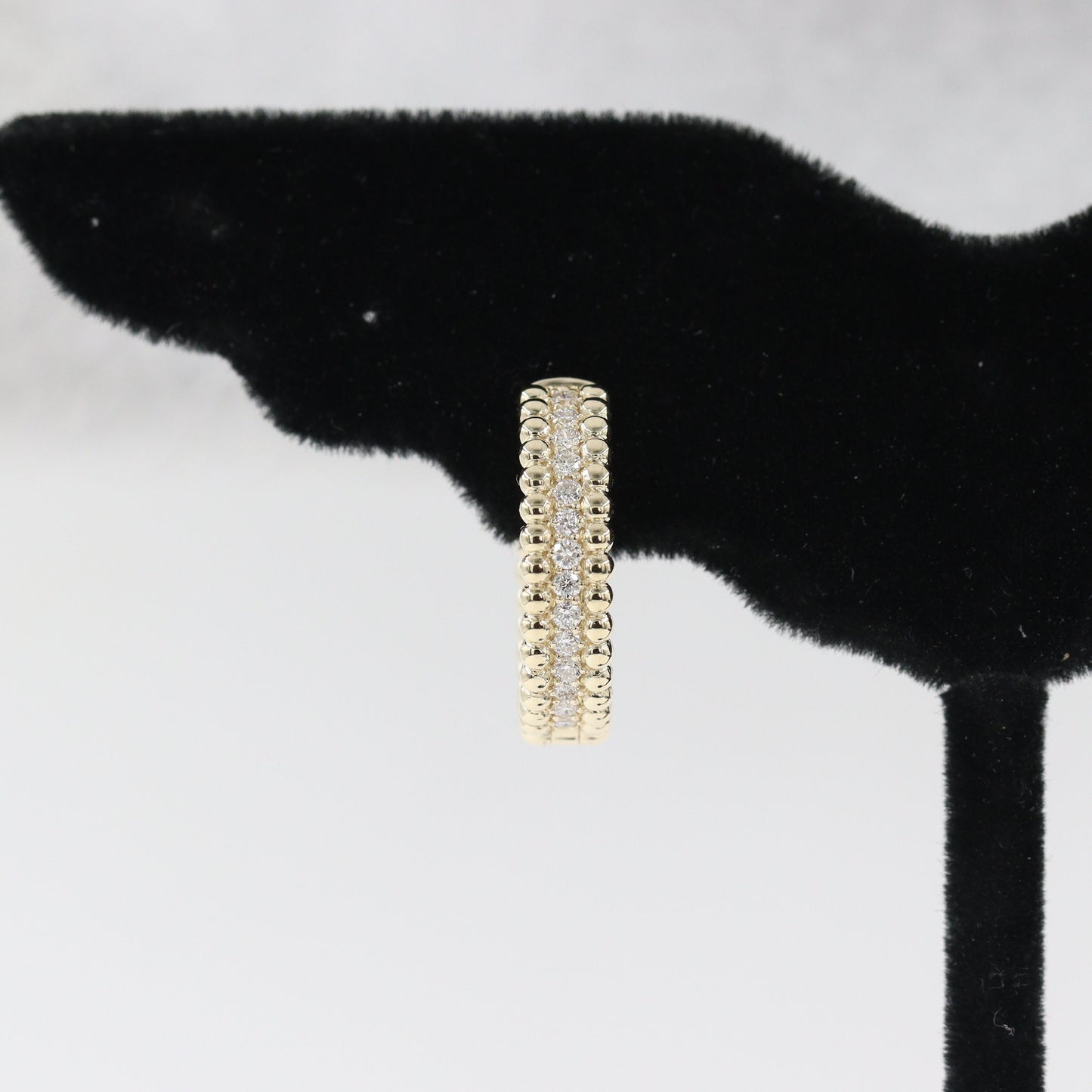 Handmade Double Bead Hoop Natural Diamond Earrings/Diameter 17mm hoop Diamond Earrings/Diamond   Hoop earring/ Anniversary gift