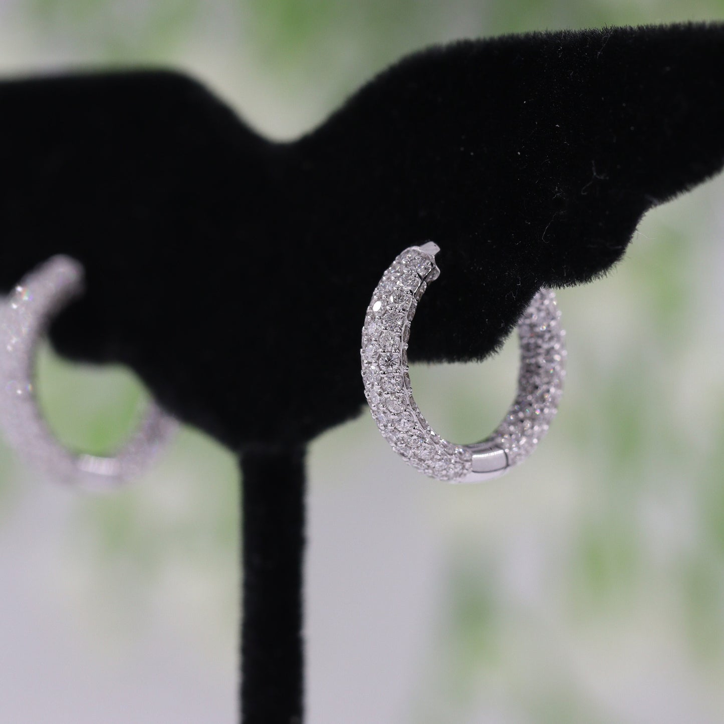 Handmade 14K Gold Natural Diamond Hoop 6 Row Earrings: 2.45ct Huggies, Full Diamond Dome Hoop Earrings - Anniversary gift