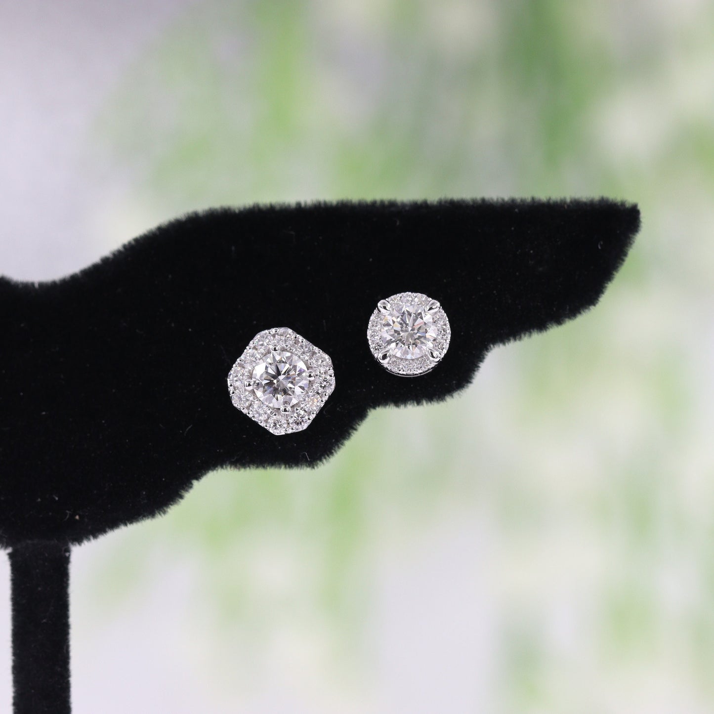 Natural Diamond Stud Earrings/Round Halo Earrings/Diamond Earrings/14K 18K Gold Diamond Women's & Men's Stud Earrings/Anniversary gift