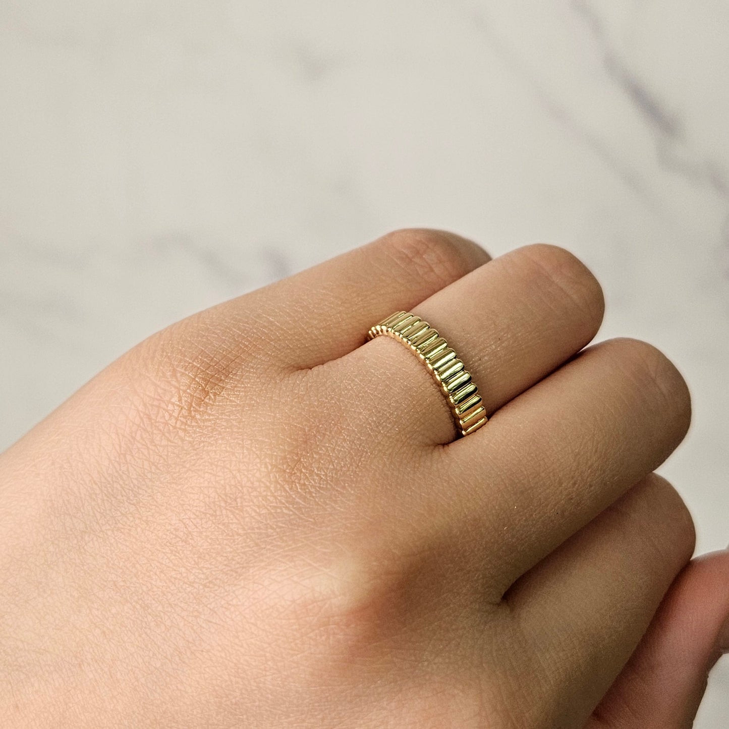 Handmade 14k Gold Band Ring: 4mm Flat Stacking Ring