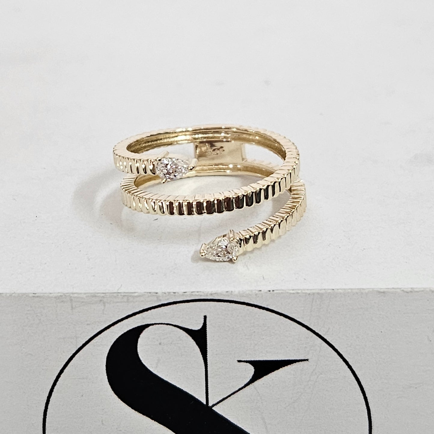 Two Pear Natural Diamonds Ring/ Diamond Ring/ Two Pear Diamond Cluster Ring/ Anniversary Gift