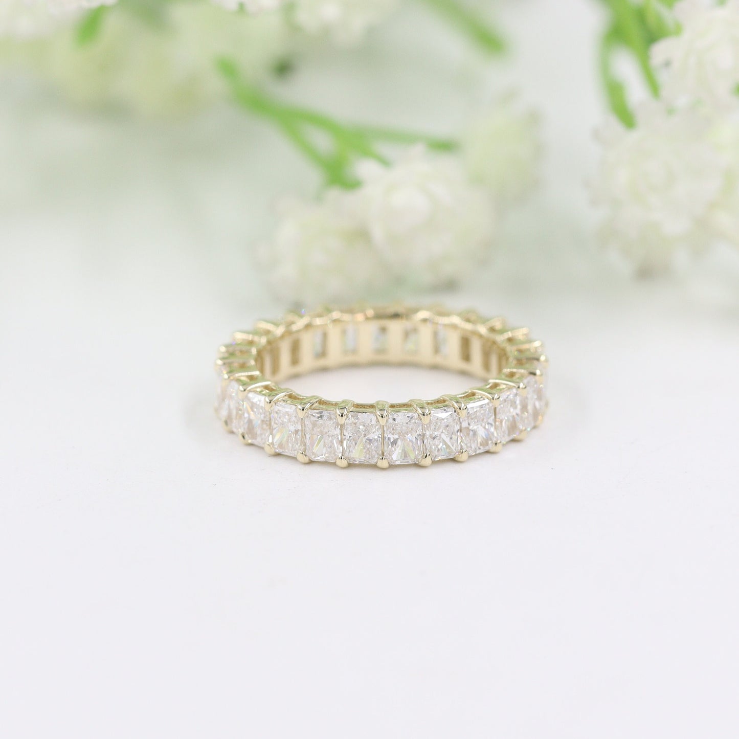 Radiant Cut Natural Diamond Eternity Band - 14K Gold Wedding Ring