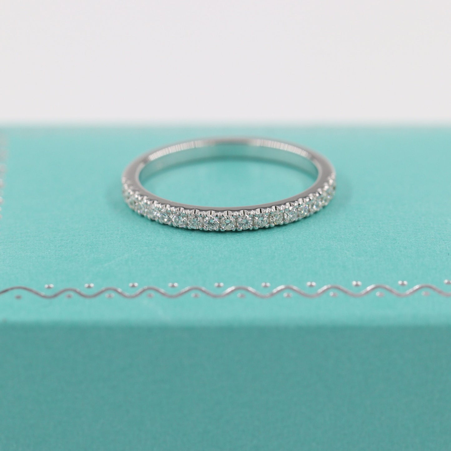 14K Gold Natural Diamond Wedding Band: Half Eternity Stackable Diamond Wedding 1.7mm Band - Anniversary gift