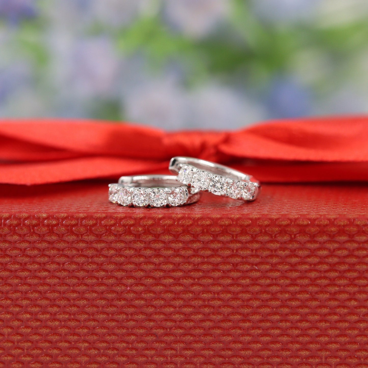 Natural Diamond Diameter 12mm Earrings/ Diamond Hoop Earring/ 14K,18K gold Natural Diamond Hoop Earrings/ Anniversary gift