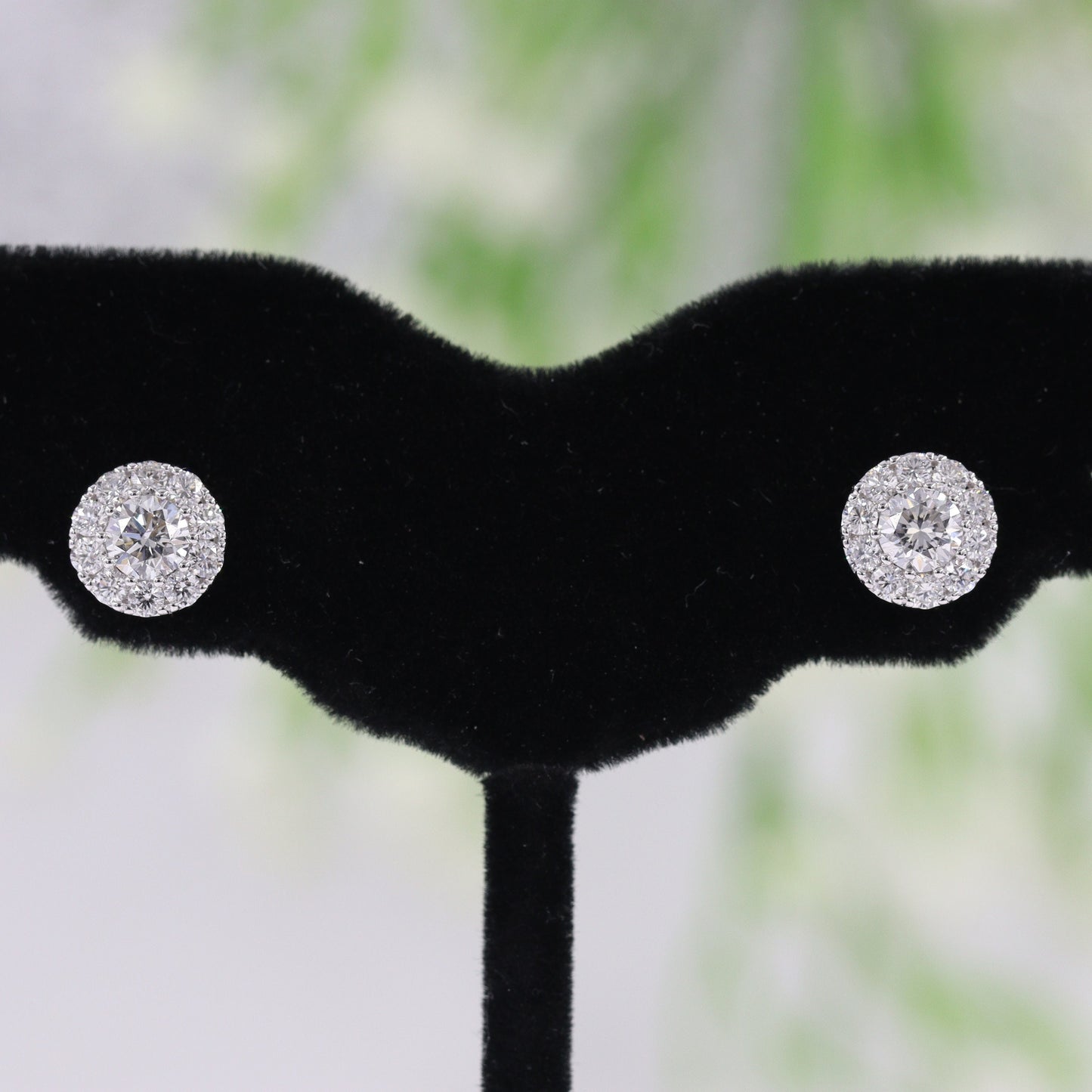 Halo Diamond Stud Earrings: 1.1ct Natural Diamond, 14K Gold