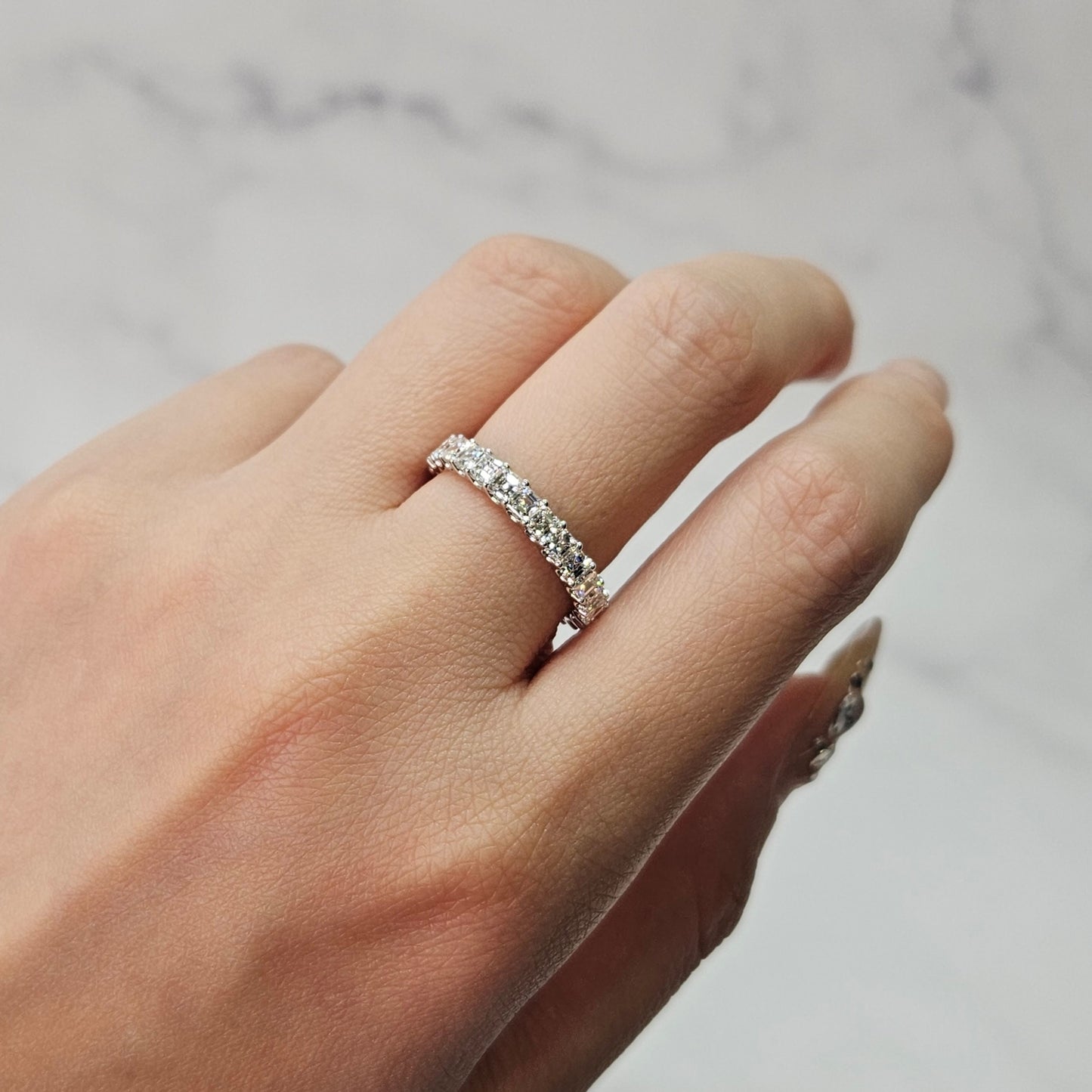 2ct Asscher Cut Natural Diamond Wedding Band: 14K Gold U Prong Ring- Anniversary Gift