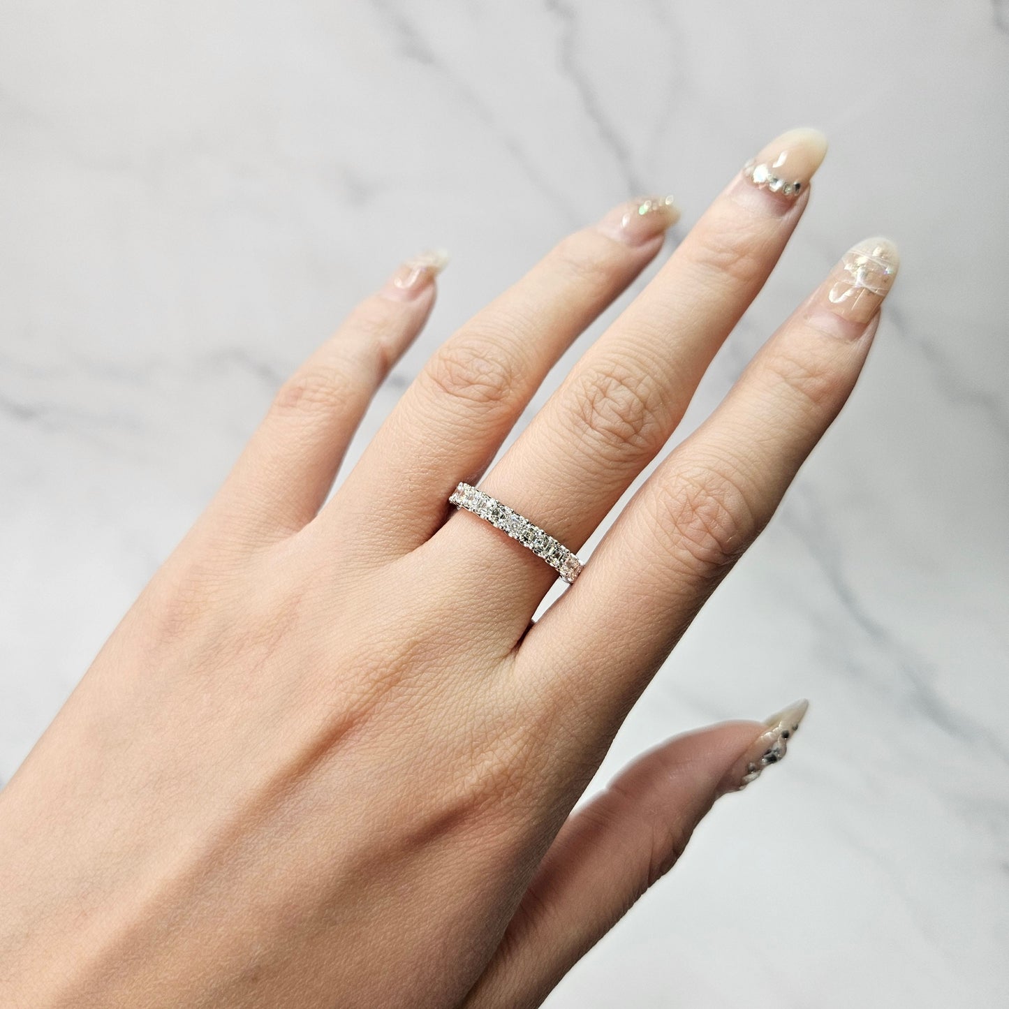 2ct Asscher Cut Natural Diamond Wedding Band: 14K Gold U Prong Ring- Anniversary Gift