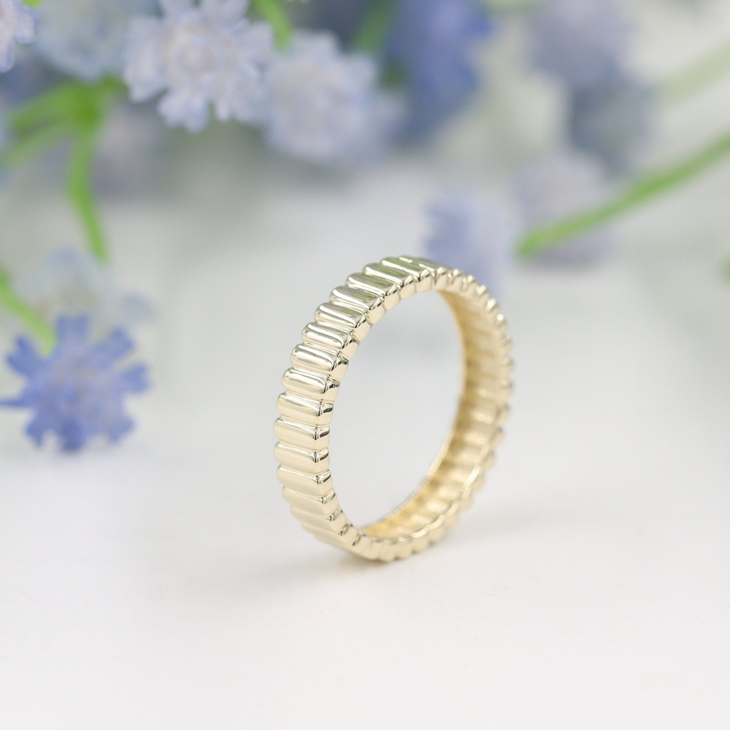Handmade 14k Gold Band Ring: 4mm Flat Stacking Ring