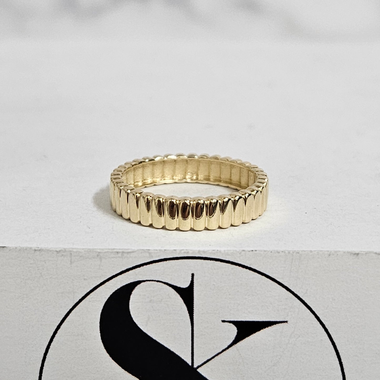 Handmade 14k Gold Band Ring: 4mm Flat Stacking Ring