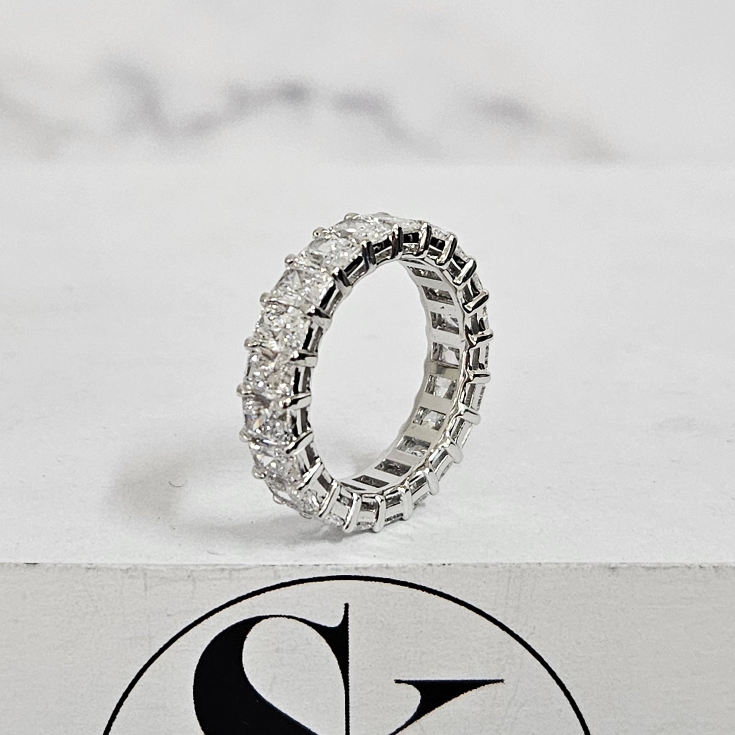 Radiant Cut 4.35ct Natural Diamond Eternity Wedding Band - 14K Gold